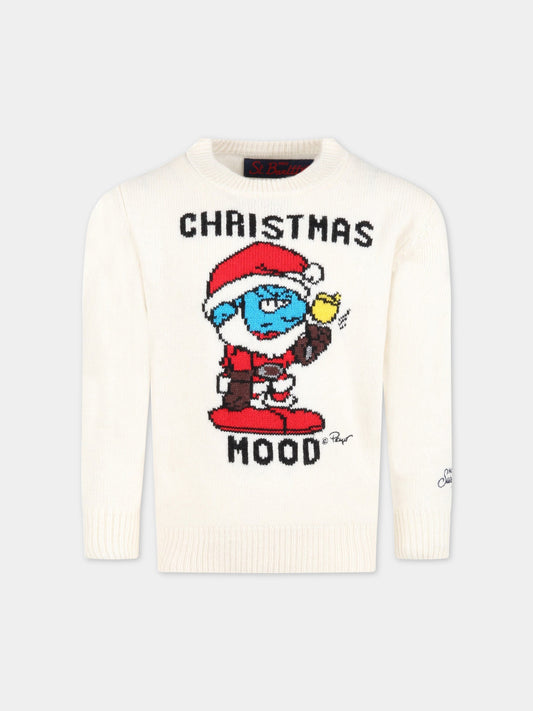 Maglione avorio per bambino con Brontolone e scritta nera,Mc2 Saint Barth,DOU0001 SRMO10