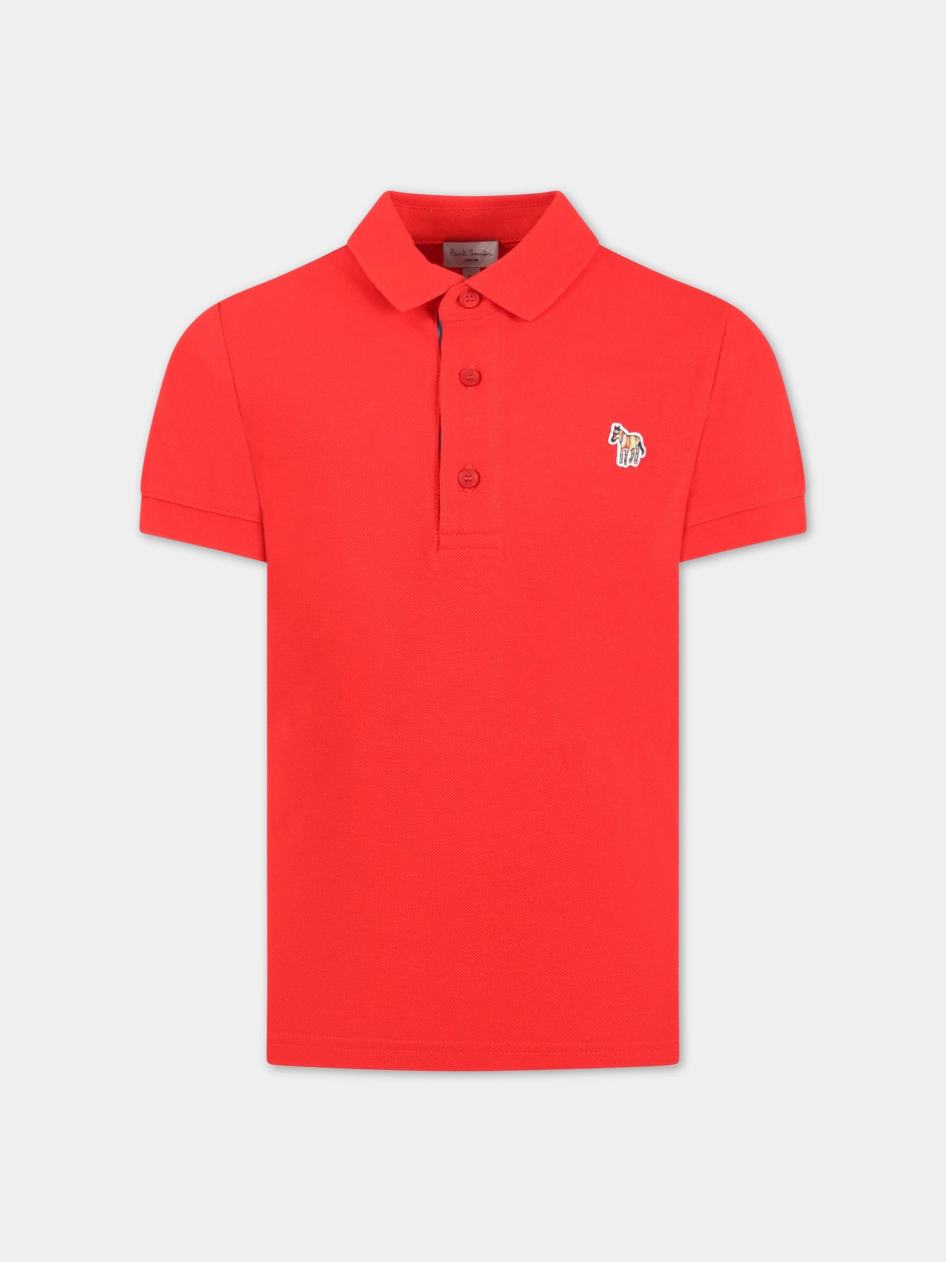 Polo rossa per bambino con patch,Paul Smith Junior,P25184 970