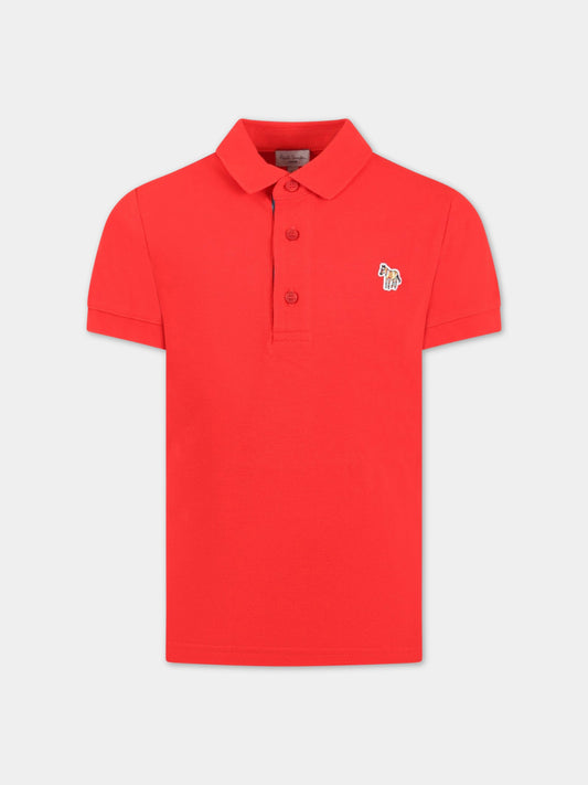 Polo rossa per bambino con patch,Paul Smith Junior,P25184 970