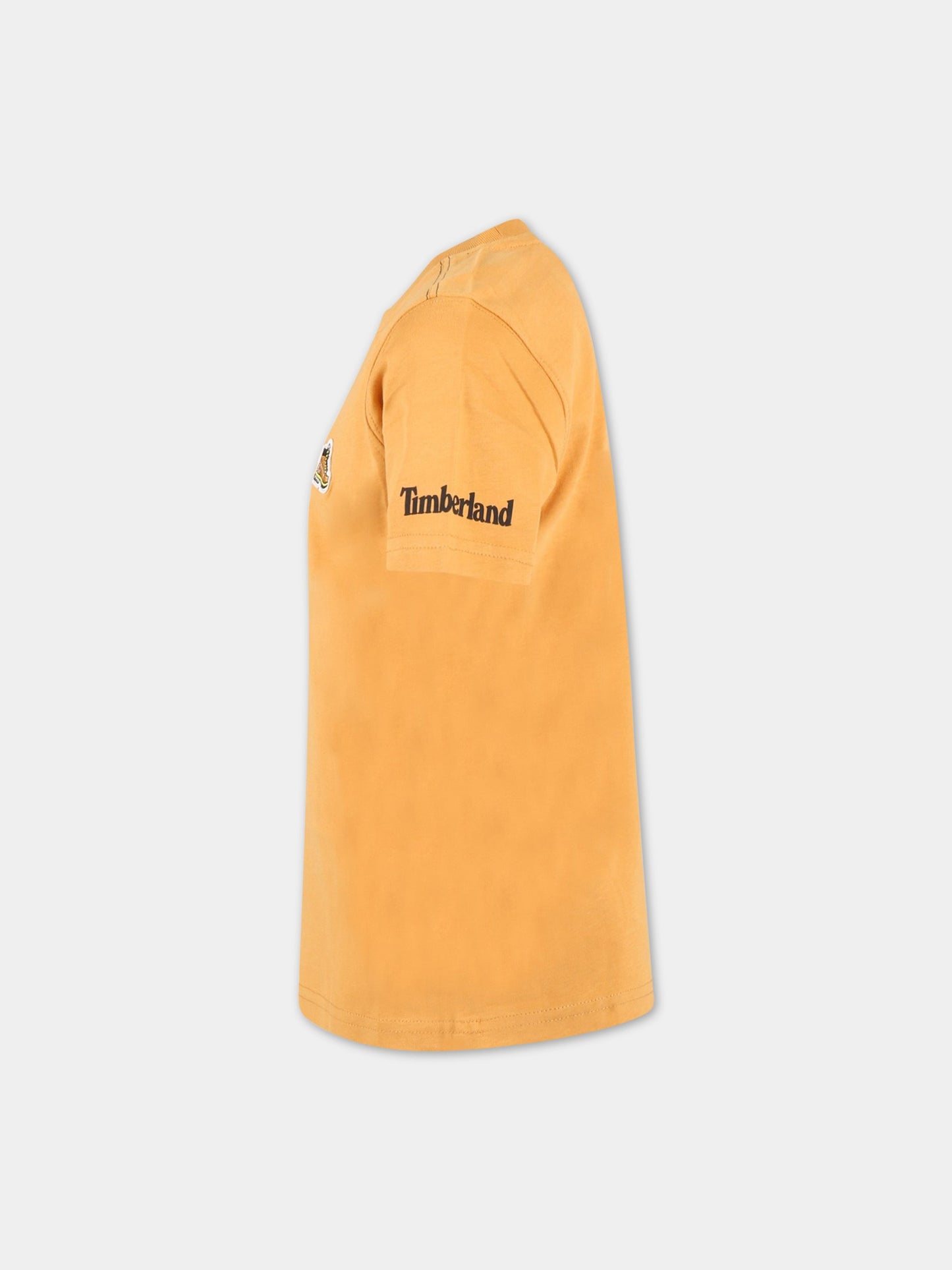 T-shirt arancione per bambino con logo e patch,Timberland,T25S74 589