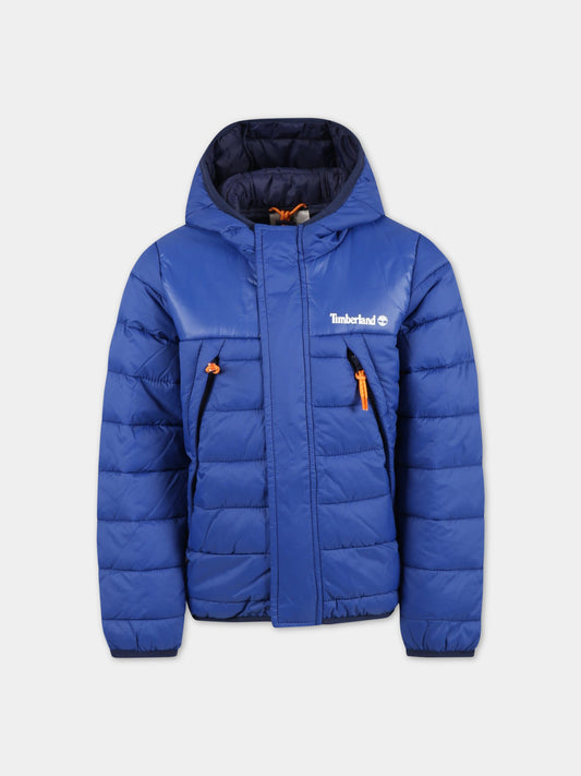 Piumino blu per bambino con logo bianco,Timberland,T26550 865