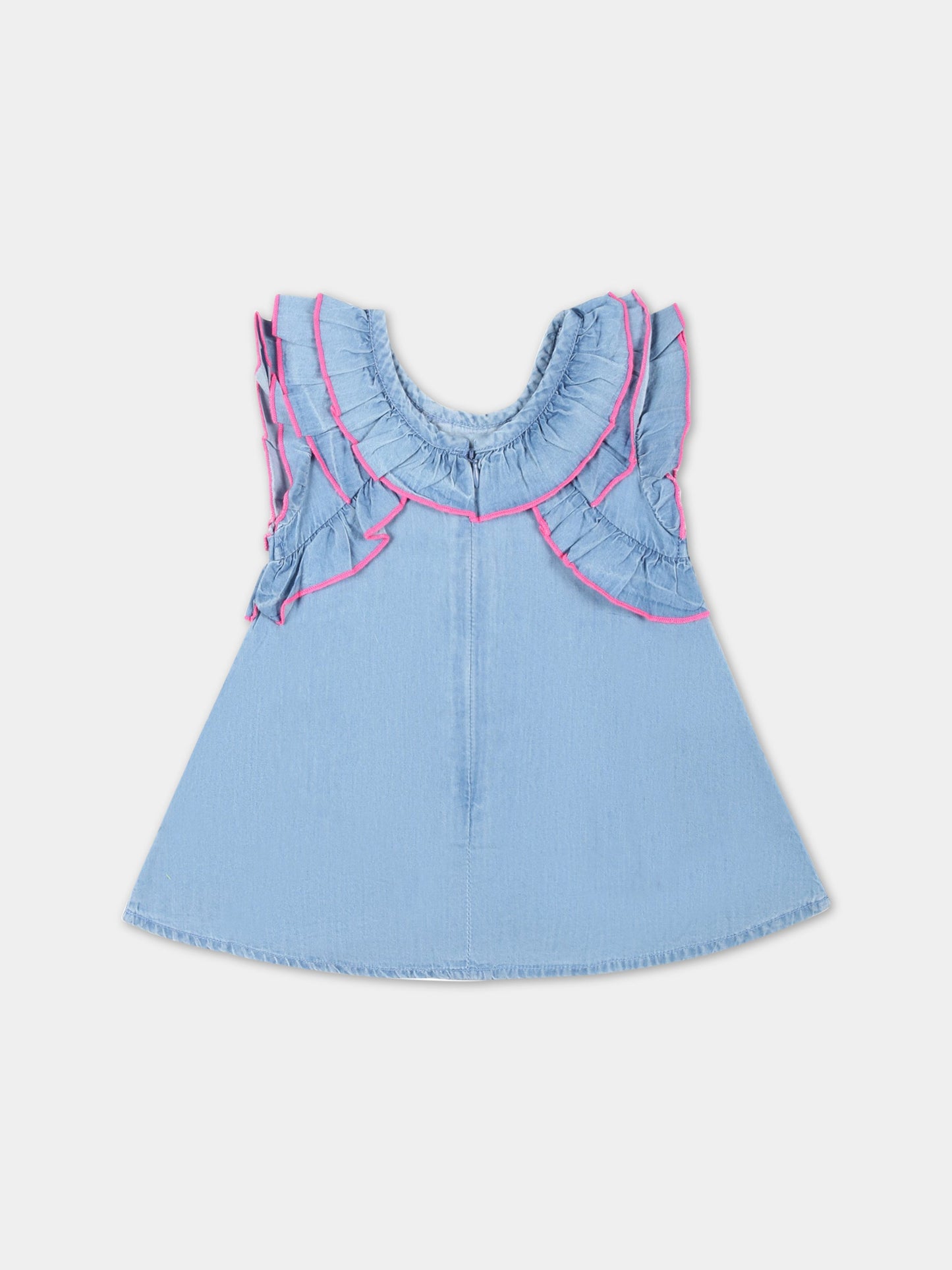 Vestito celeste per bambina con dettagli fucsia,Billieblush,U02329 Z10