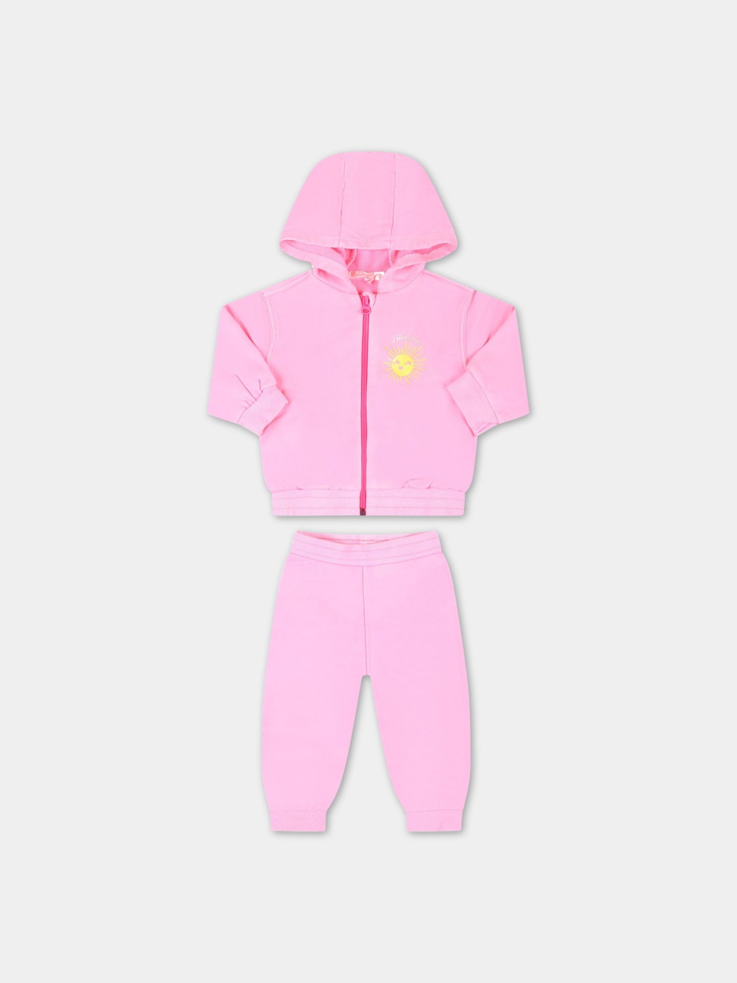 Completo rosa sportivo per neonata con sole e logo,Billieblush,U08094 47T