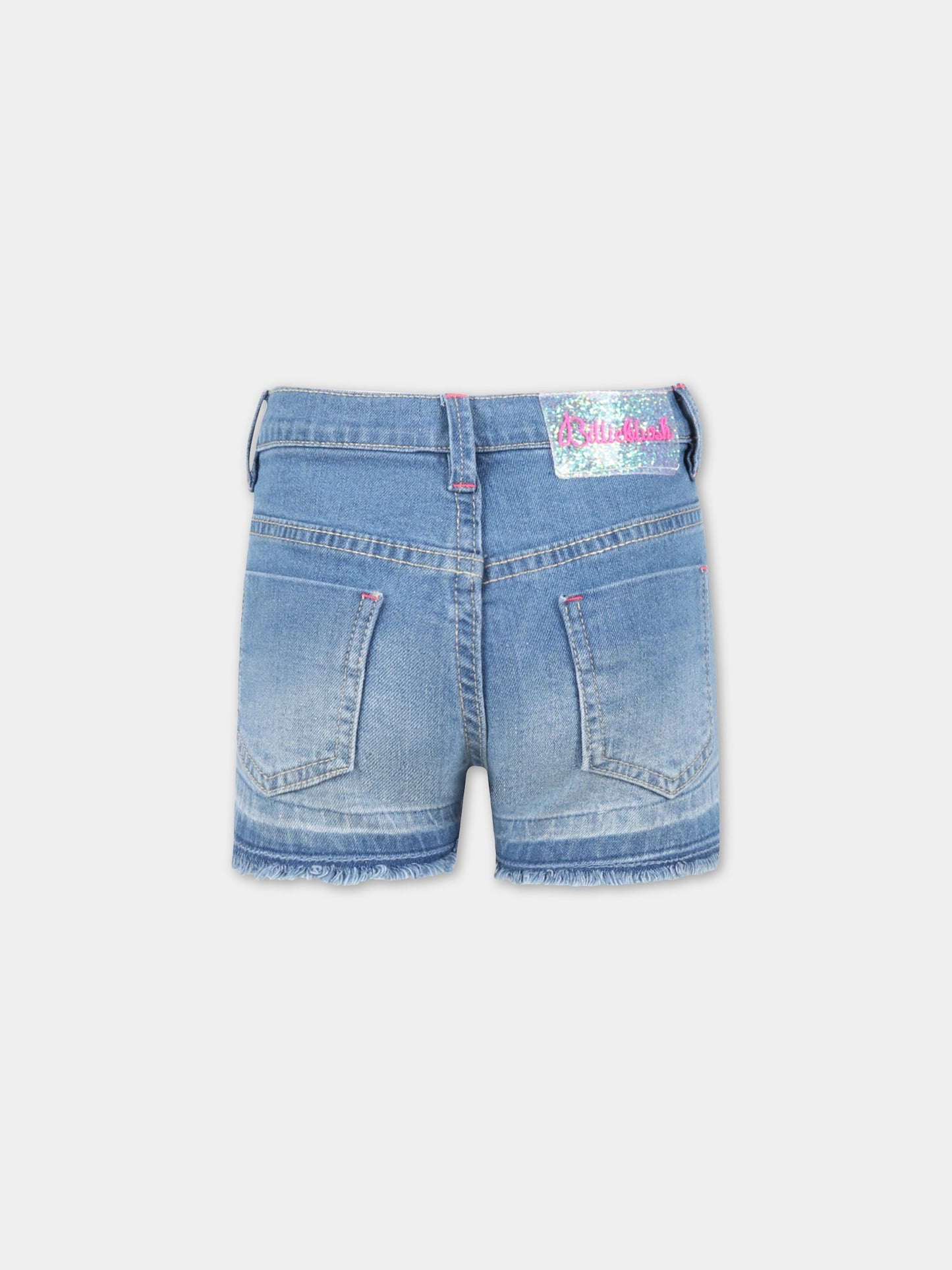 Shorts blu per bambina con strass,Billieblush,U14488 Z25