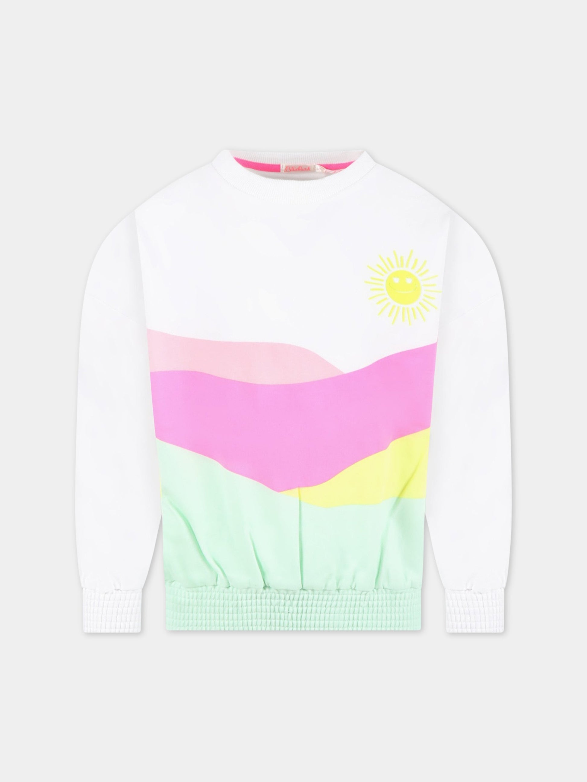 Felpa bianca per bambina con sole giallo,Billieblush,U15965 10B