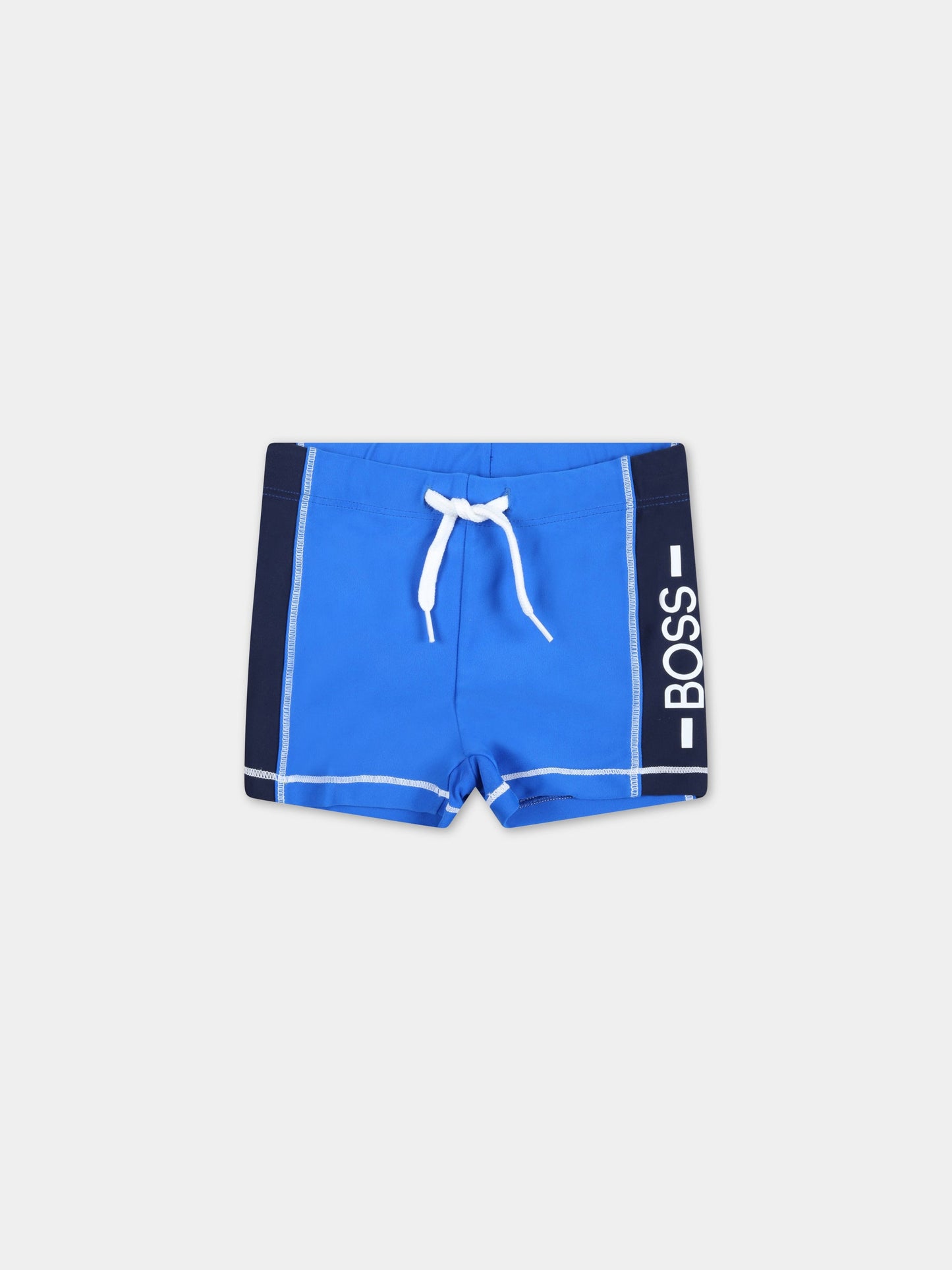 Boxer-mare azzurri per neonato con logo bianco,Hugo Boss,J04441 871