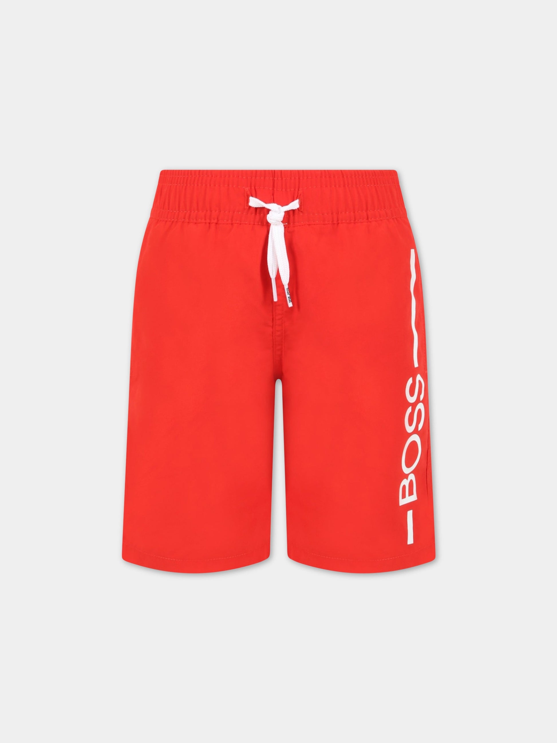 Boxer-mare rossi per bambino con logo bianco,Hugo Boss,J24768 992