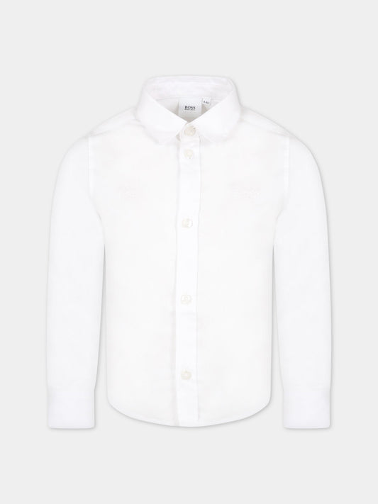 Camicia bianca per bambino con logo,Hugo Boss,J25N62 10B