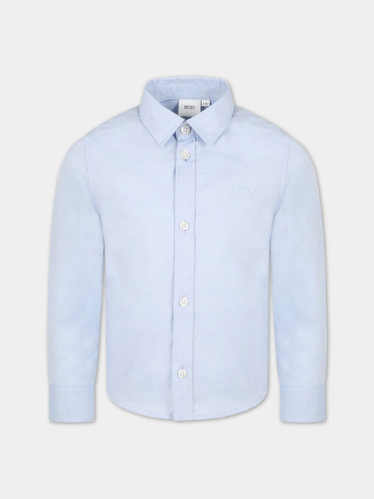 Camicia celeste per bambino con logo,Hugo Boss,J25N62 77D