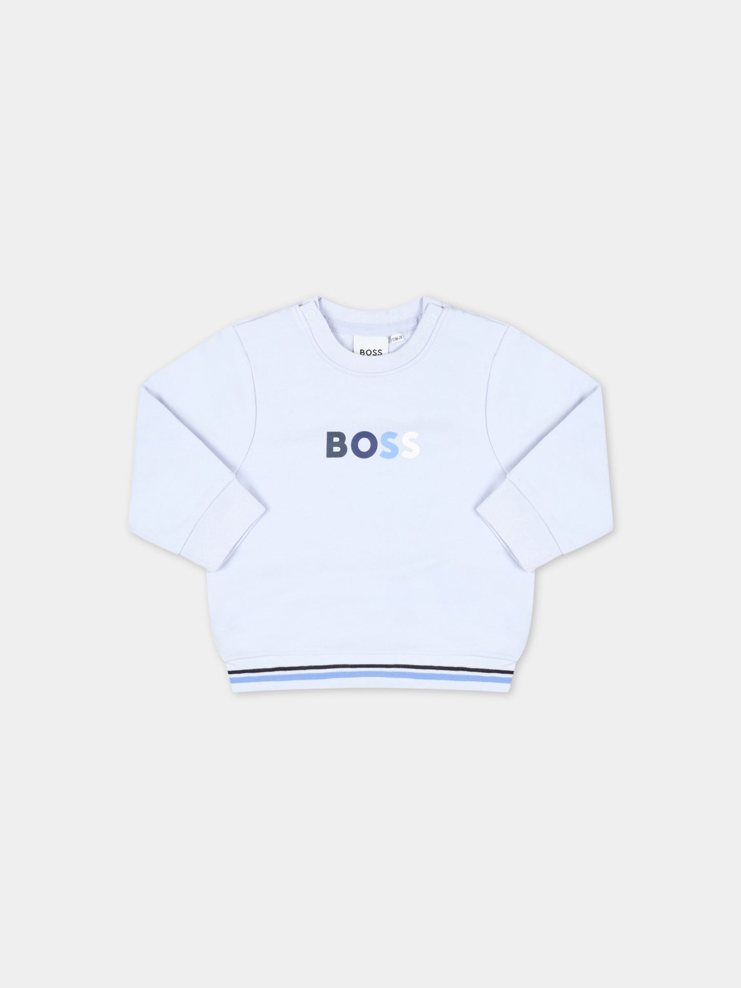 Felpa celeste per neonato con logo,Hugo Boss,J95332 849