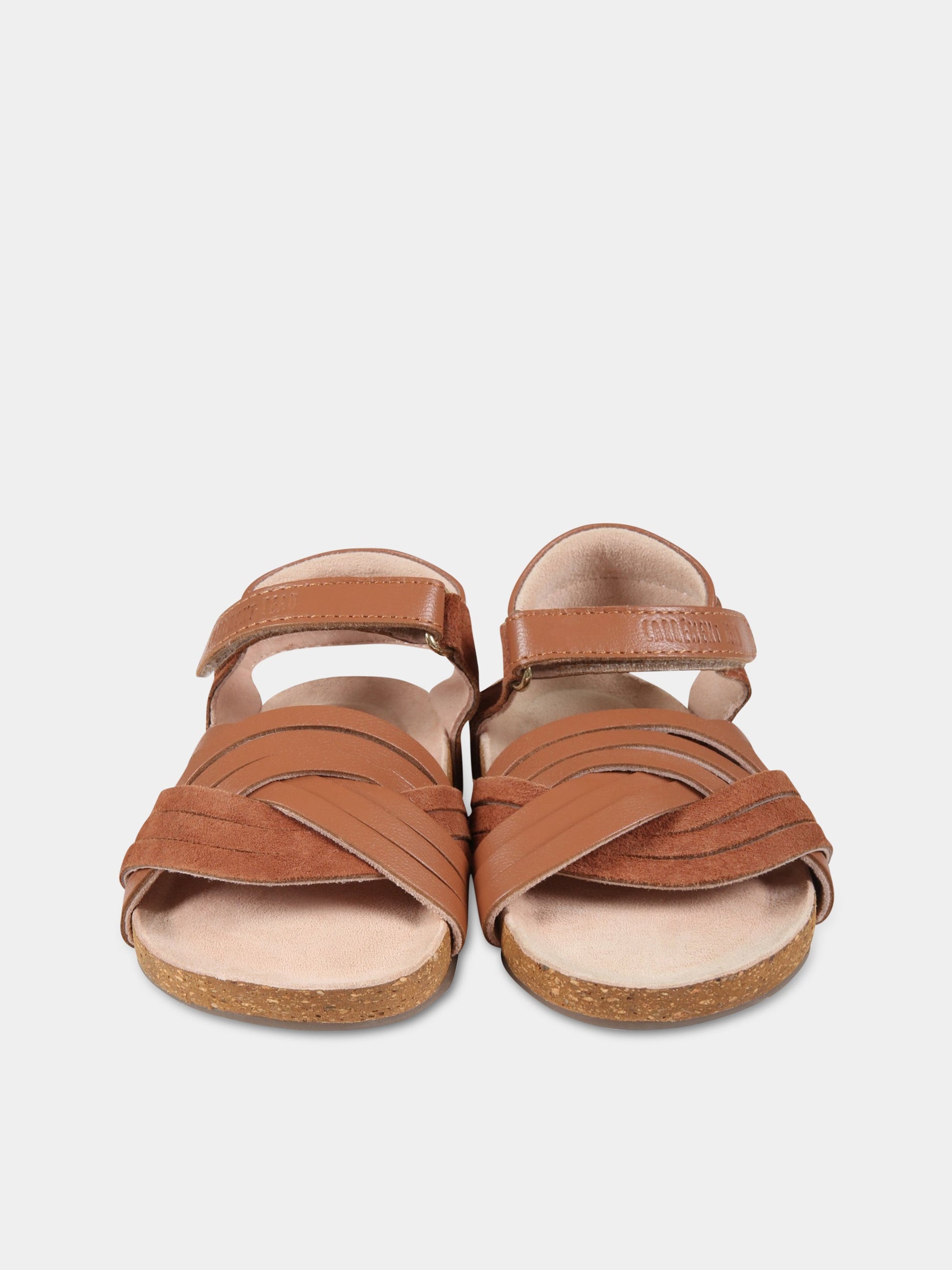 Sandali marroniper bambina con logo,Carrement Beau,Y09036 309