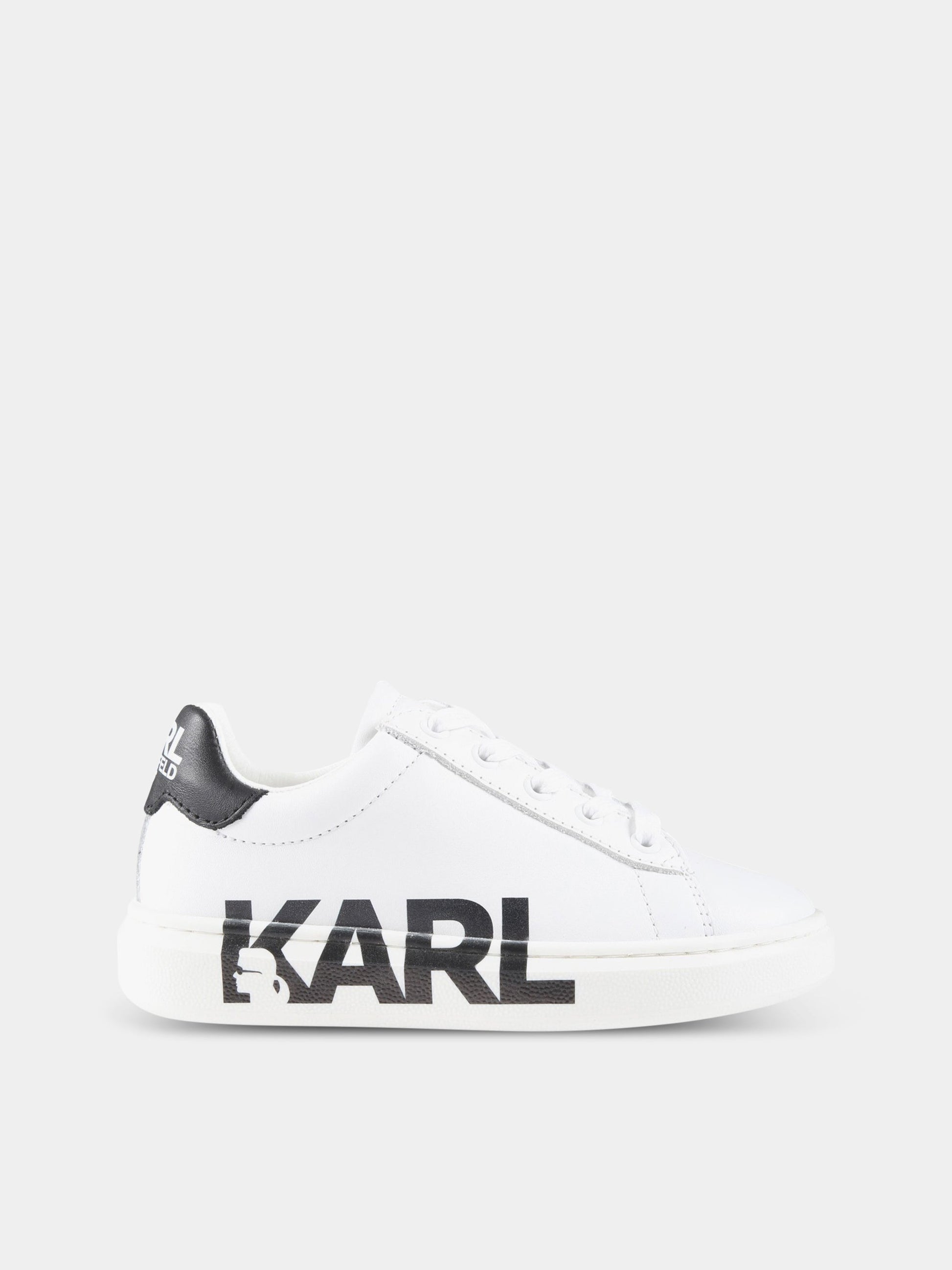 Sneakers bianche per bambini con logo nero,Karl Lagerfeld Kids,Z29043 10B