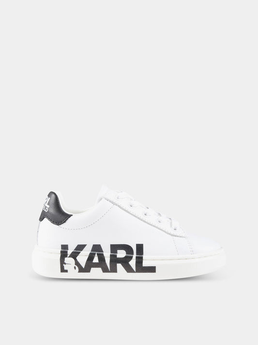 Sneakers bianche per bambini con logo nero,Karl Lagerfeld Kids,Z29043 10B