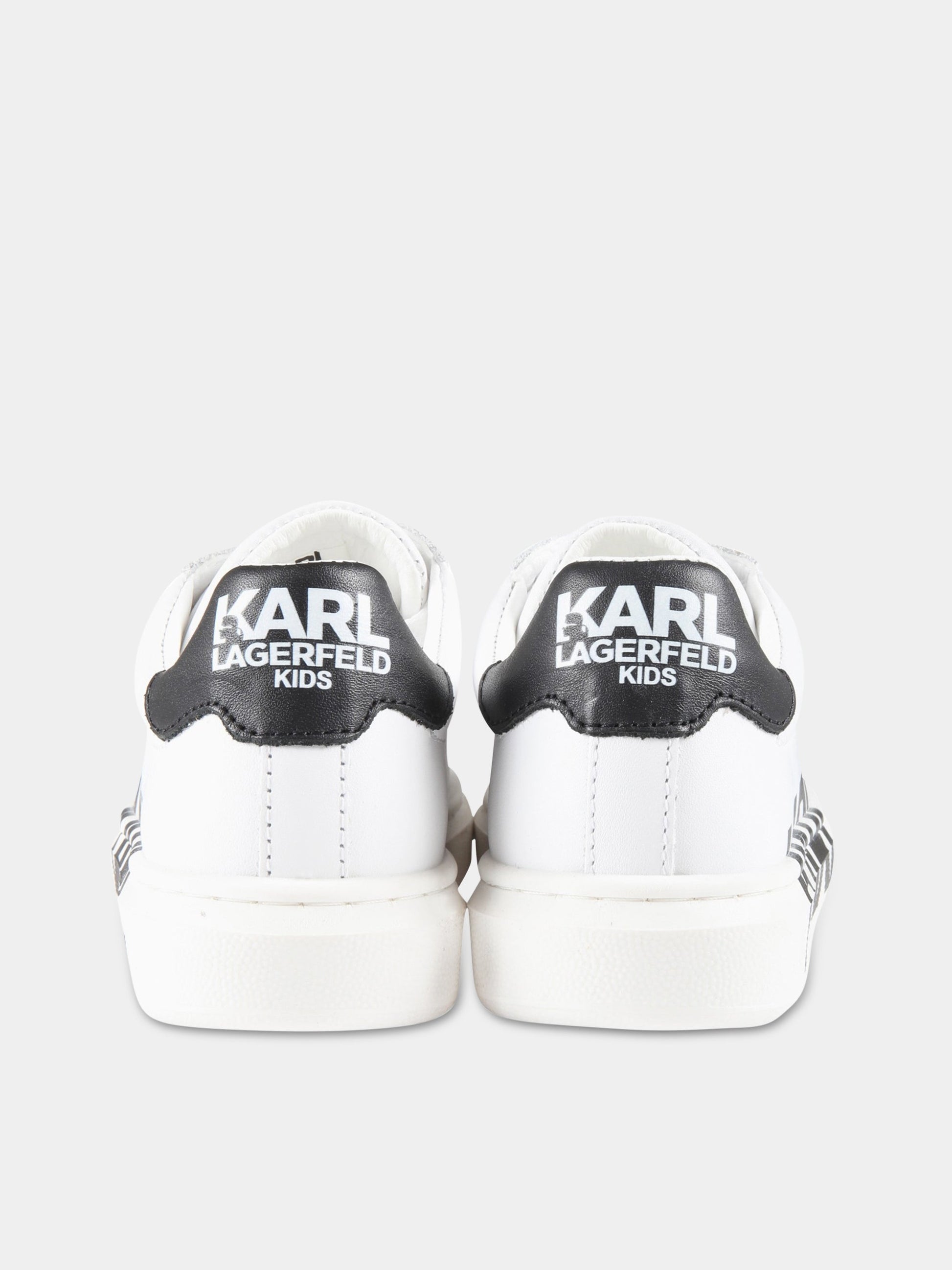 Sneakers bianche per bambini con logo nero,Karl Lagerfeld Kids,Z29043 10B