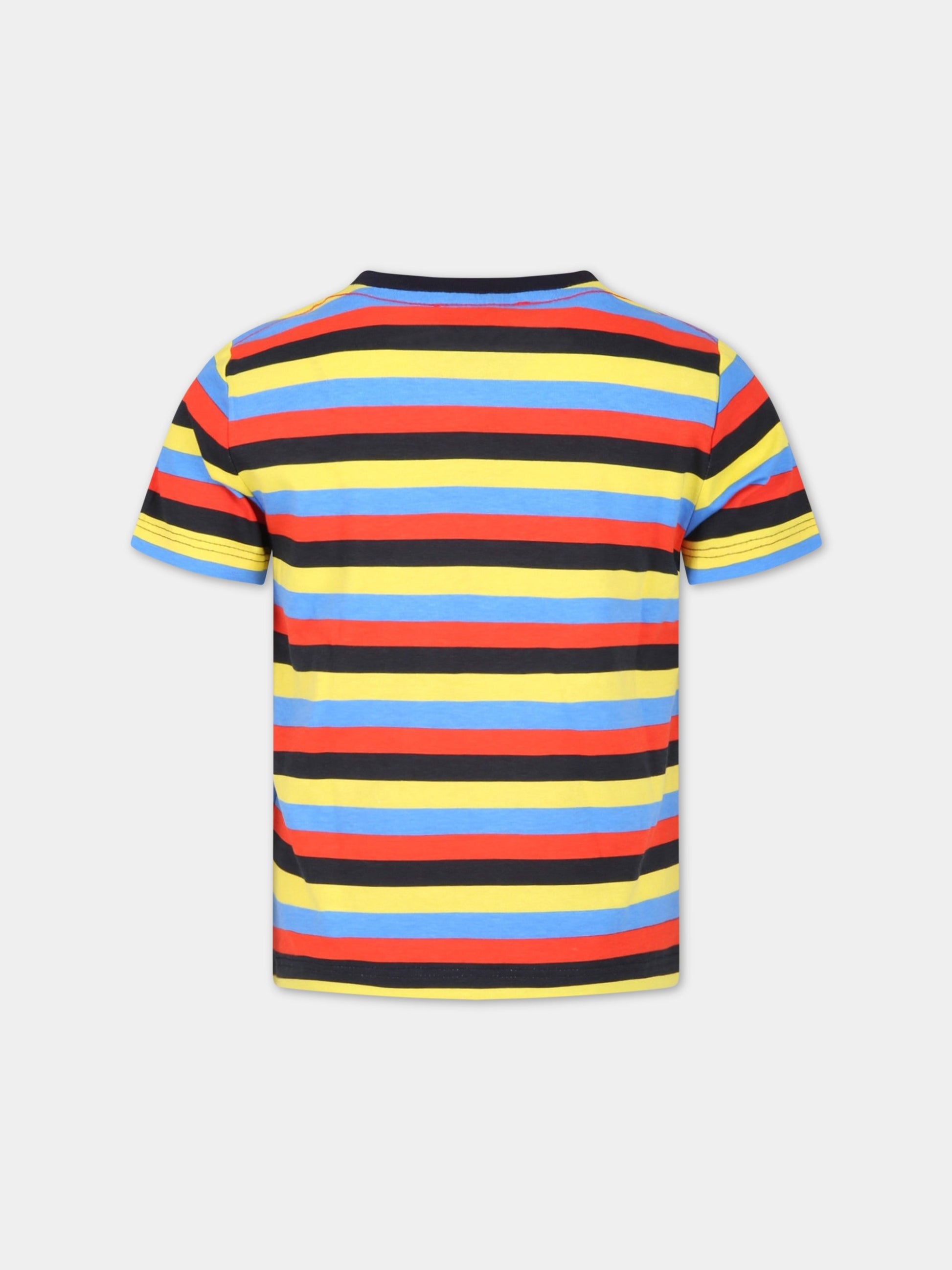T-shirt multicolor a righe per bambino con logo,Little Marc Jacobs,W25536 T79