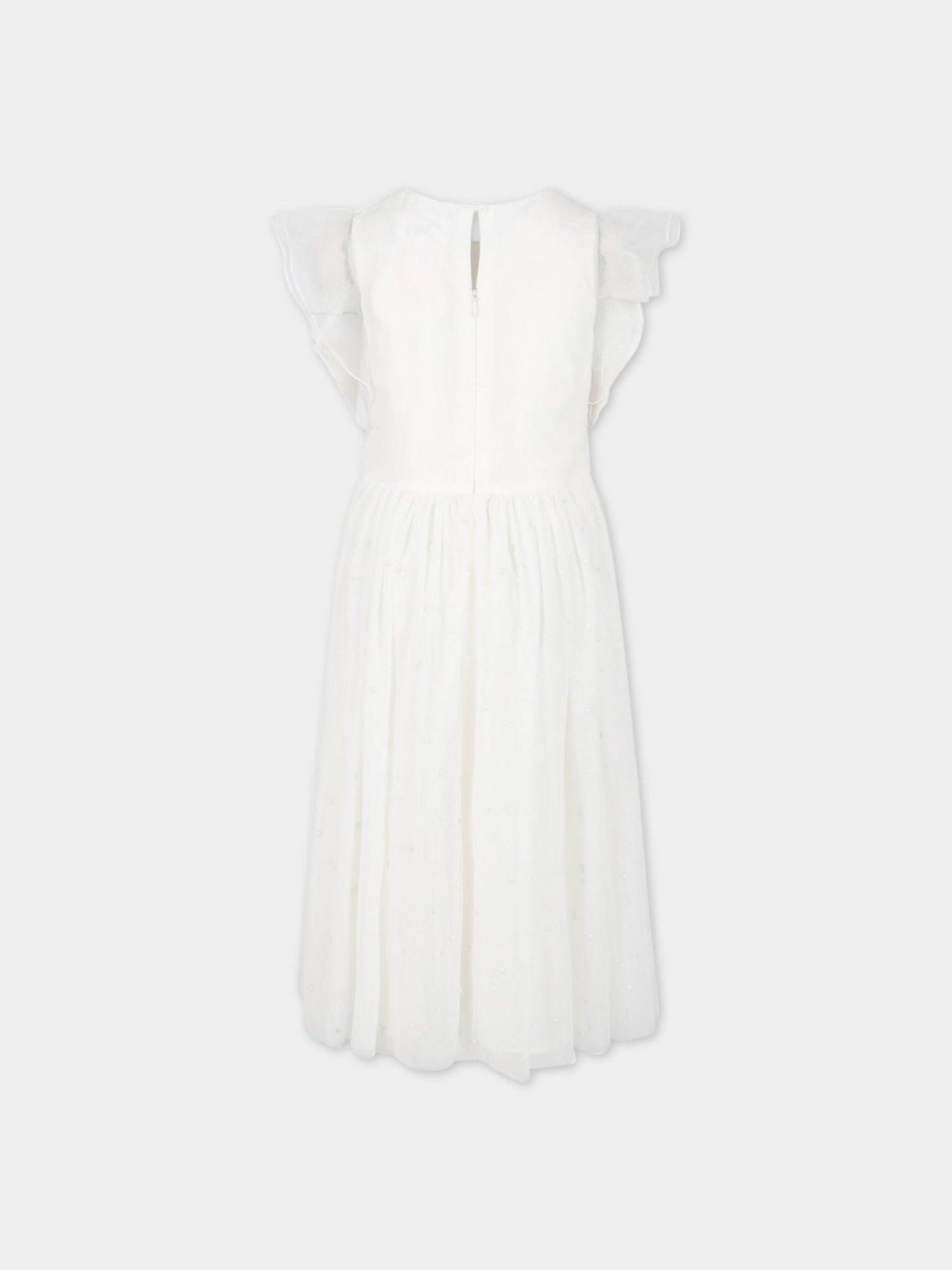 Vestito bianco per bambina con strass,Charabia,S12320 117