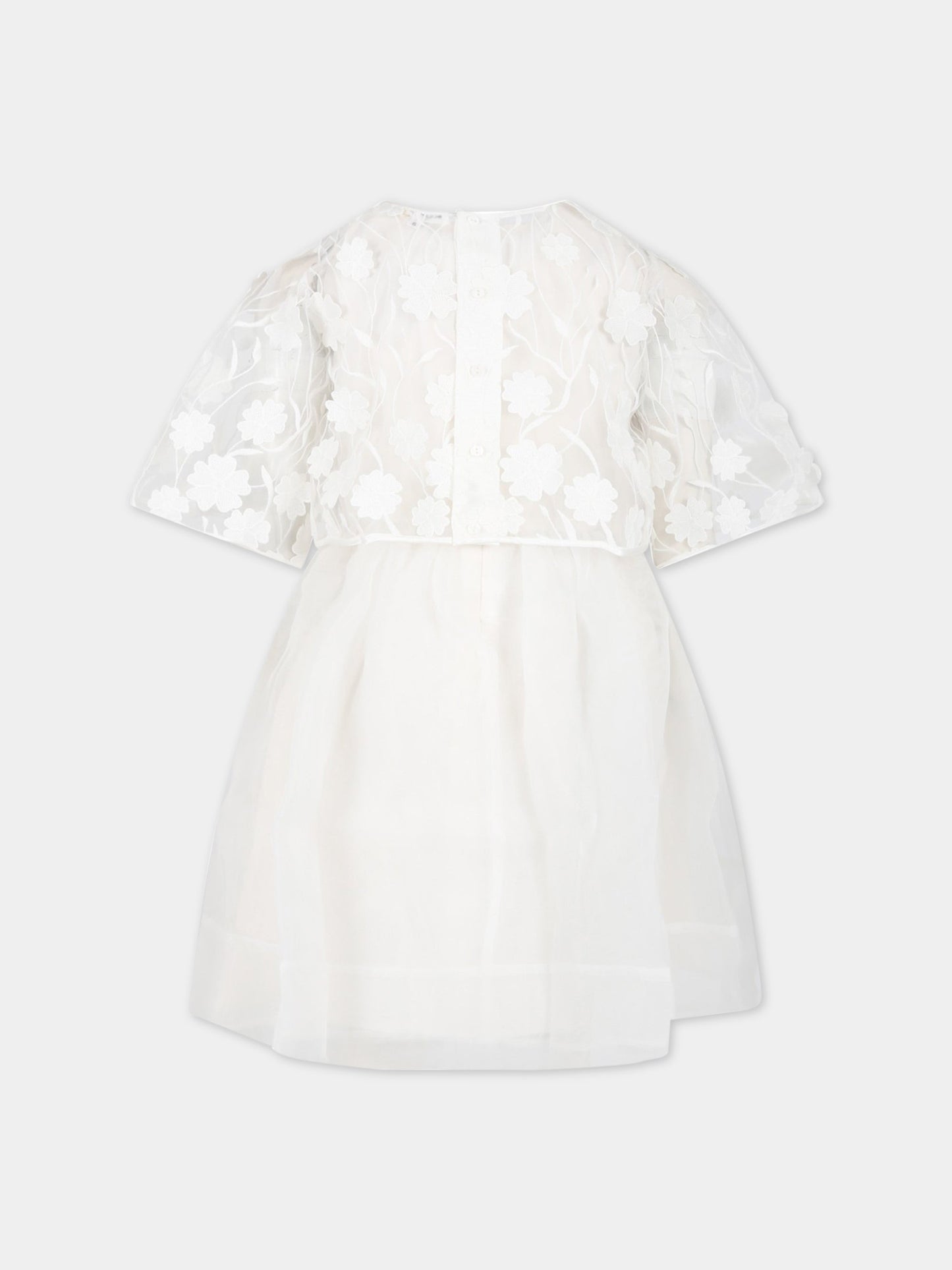 Vestito bianco per bambina con dettagli in pizzo,Charabia,S12321 117