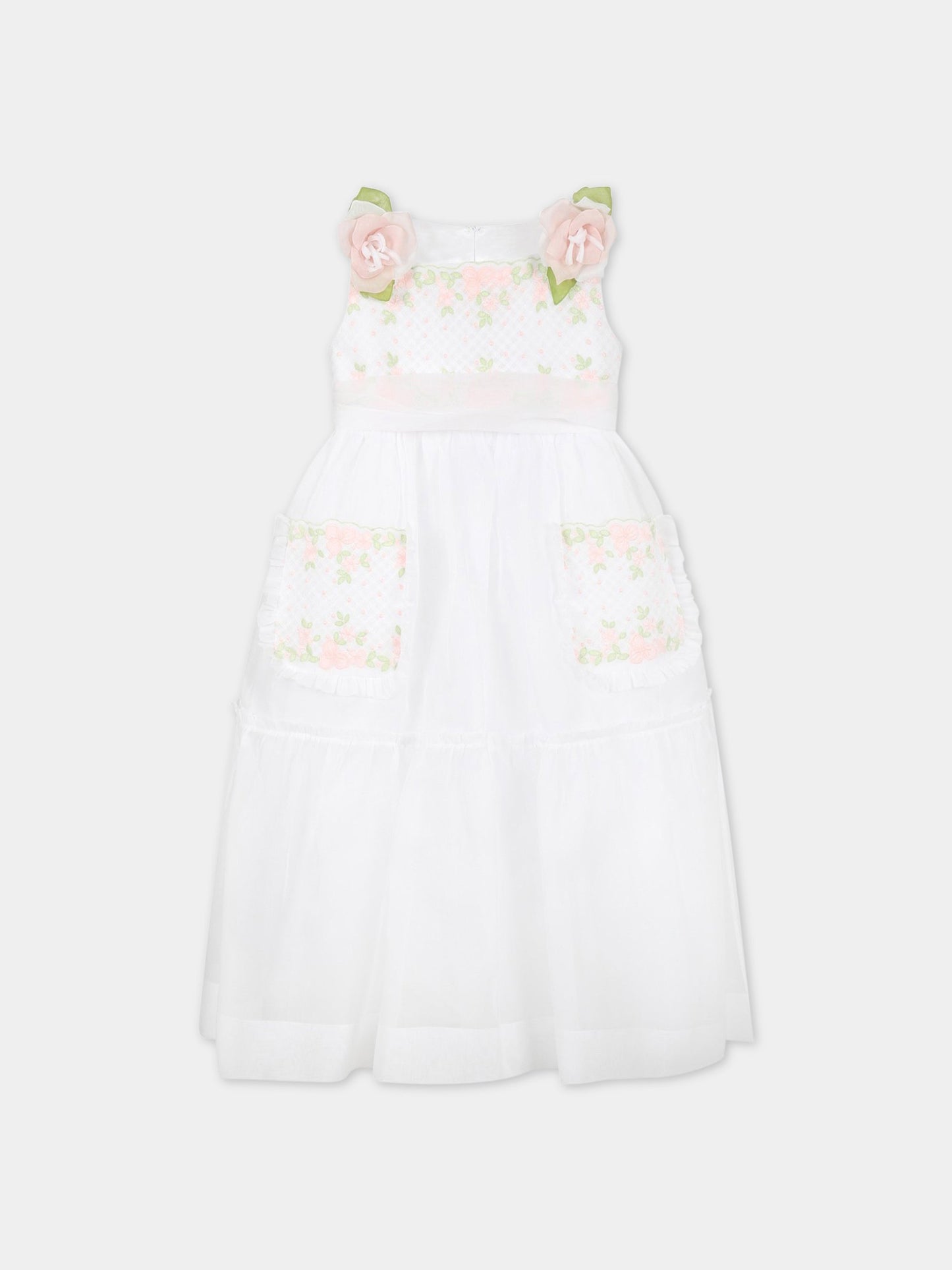 Vestito bianco per bambina con rose,Raffaella,ABISTIIMPGALRO1