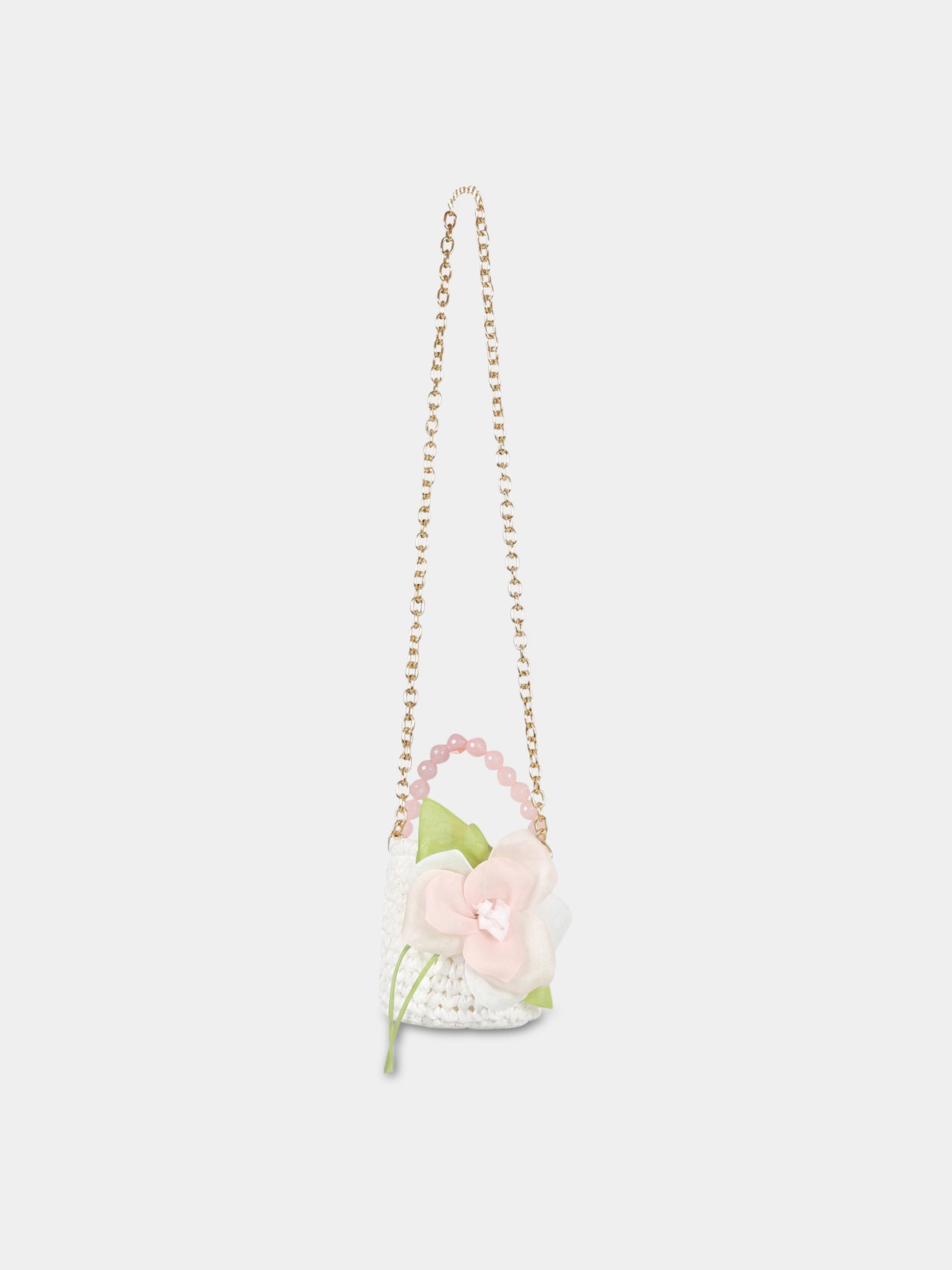 Borsa bianca per bambina con rosa,Raffaella,CESCHIGALRO