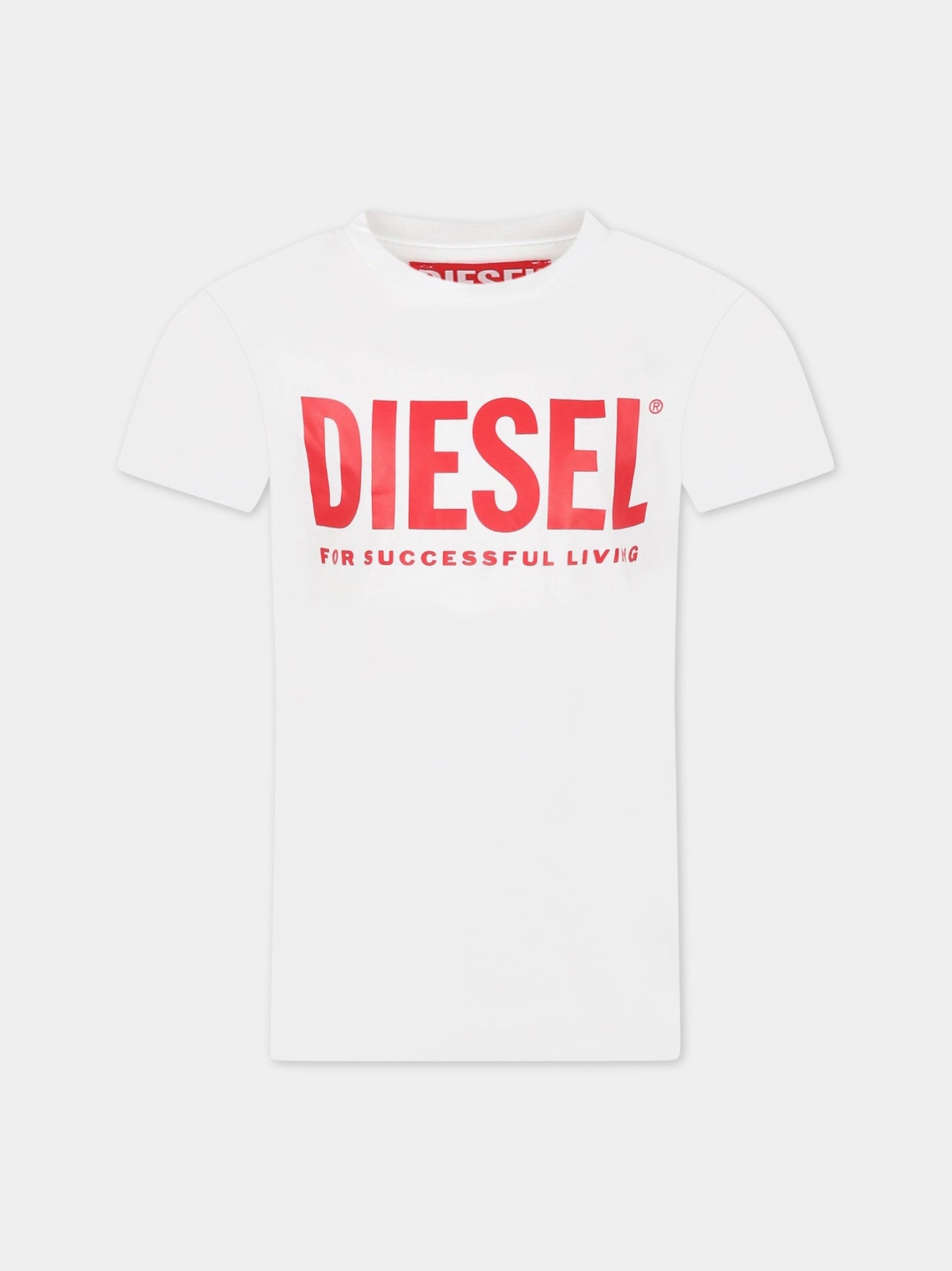T-shirt bianca per bambino con logo,Diesel,00J4P6 00YI9 K10AB