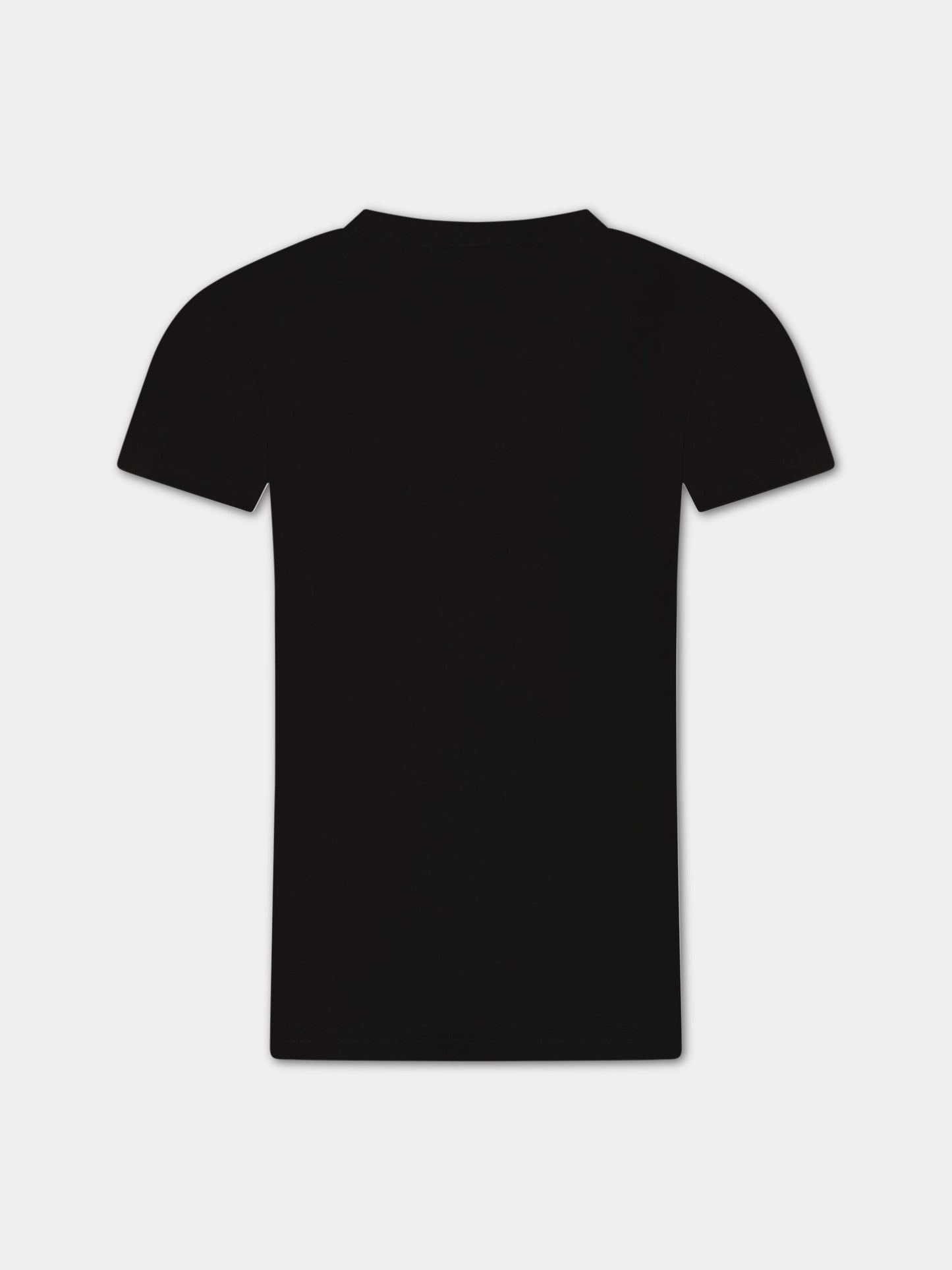 T-shirt nera per bambino con logo,Diesel,J00712 KYATR K900