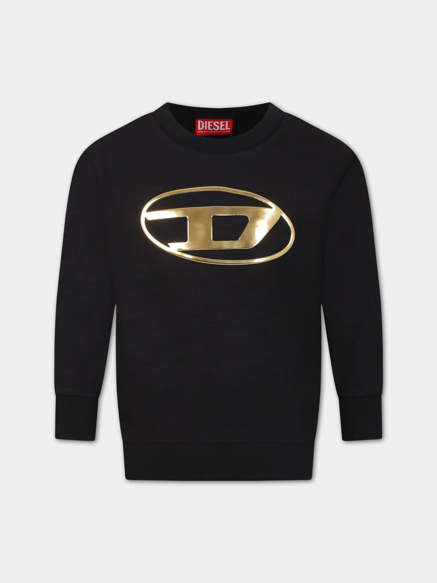 Felpa nera per bambino con logo,Diesel,J00840 0NBAY K900