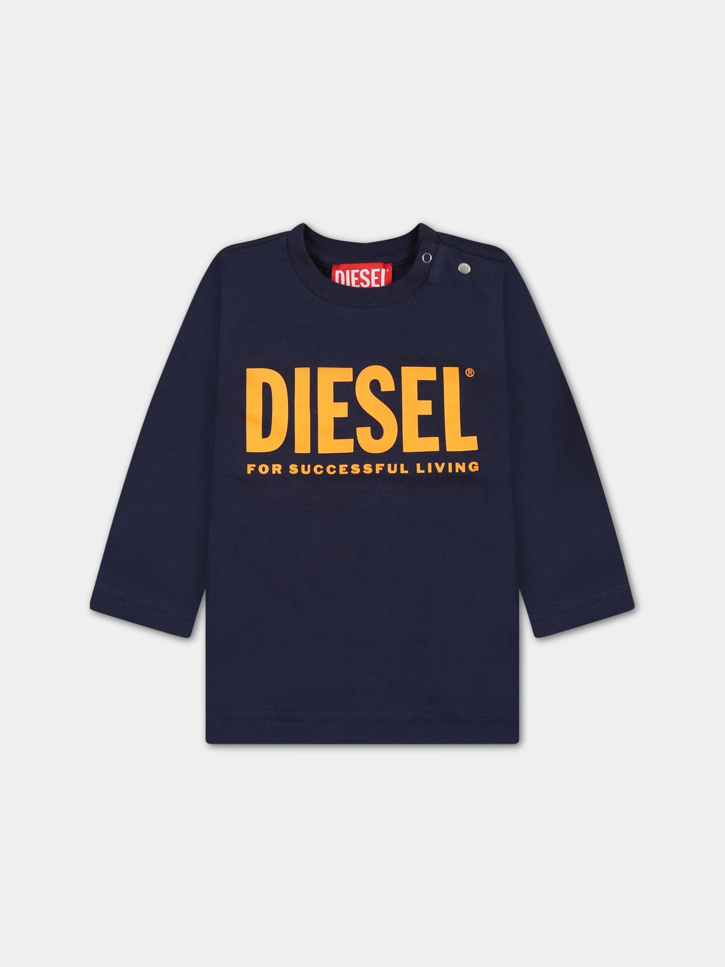 T-shirt blu per neonato con logo,Diesel,K00269 00YI9 K8ATA