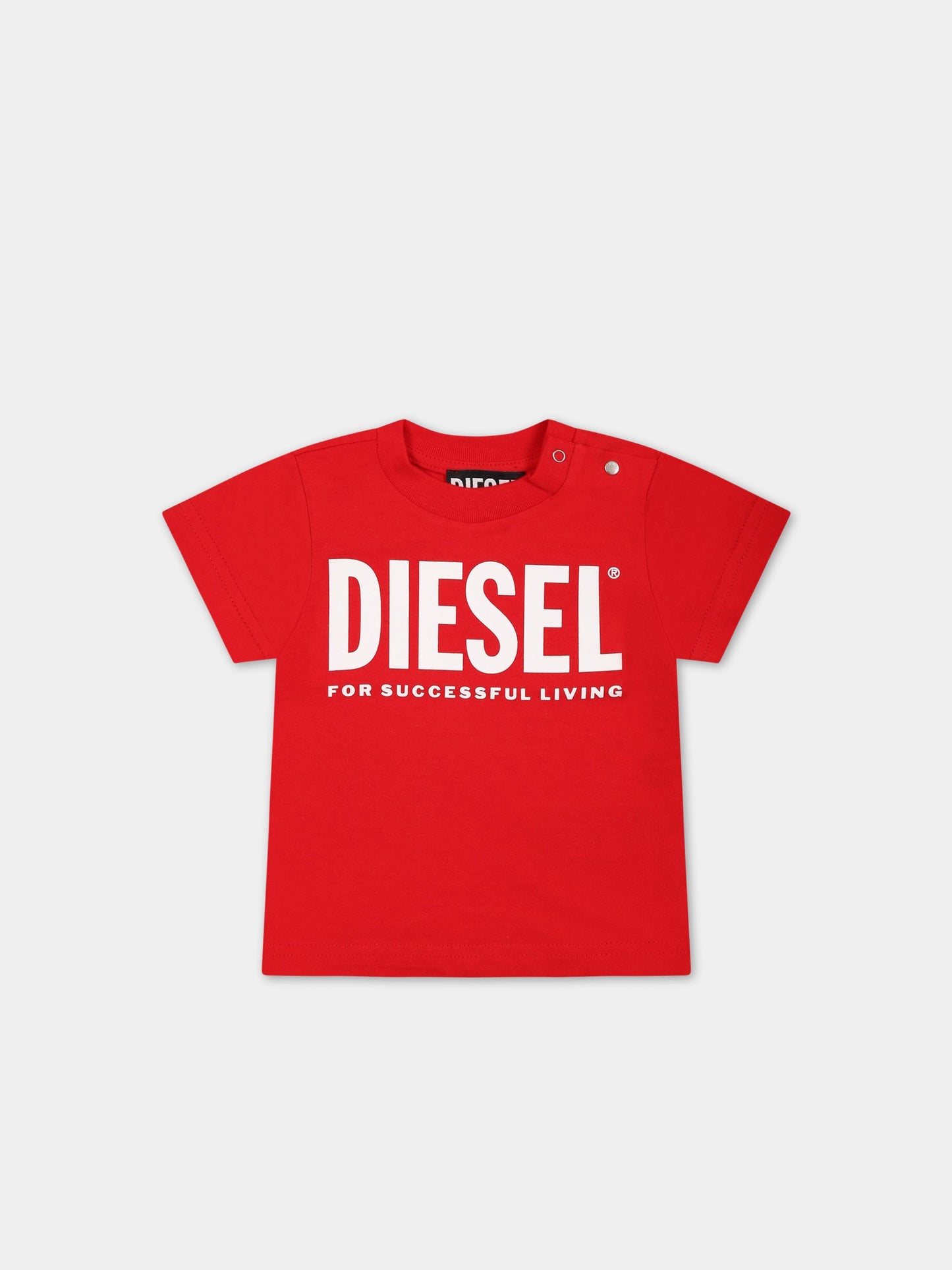 T-shirt rossa per neonato con logo,Diesel,K00218 00YI9 K405