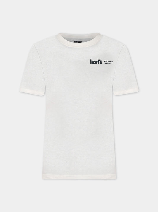 T-shirt avorio per bambino con logo,Levi's Kids,9EG557 X1O