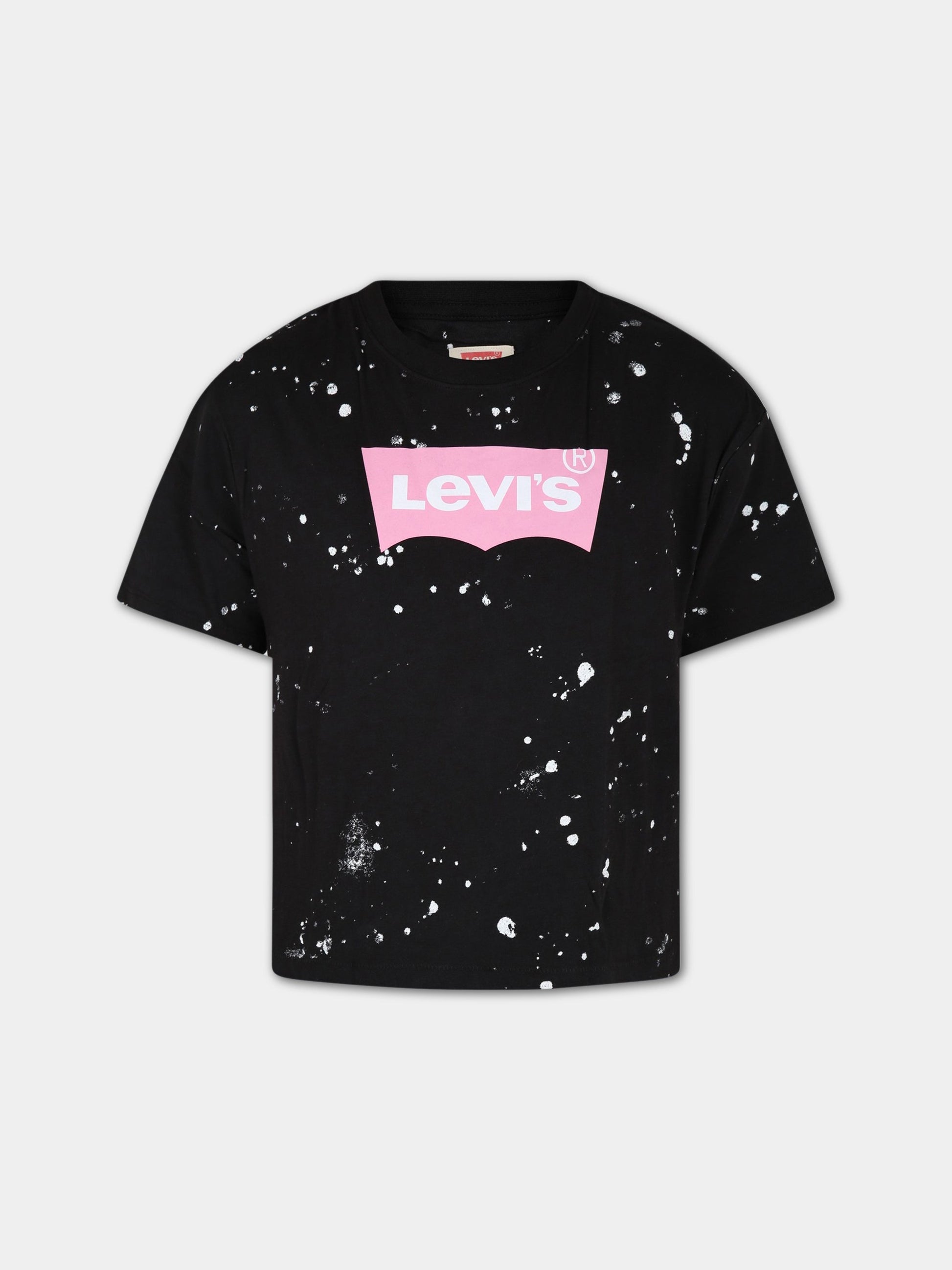 T-shirt nera per bambina con logo,Levi's Kids,4EG549 023
