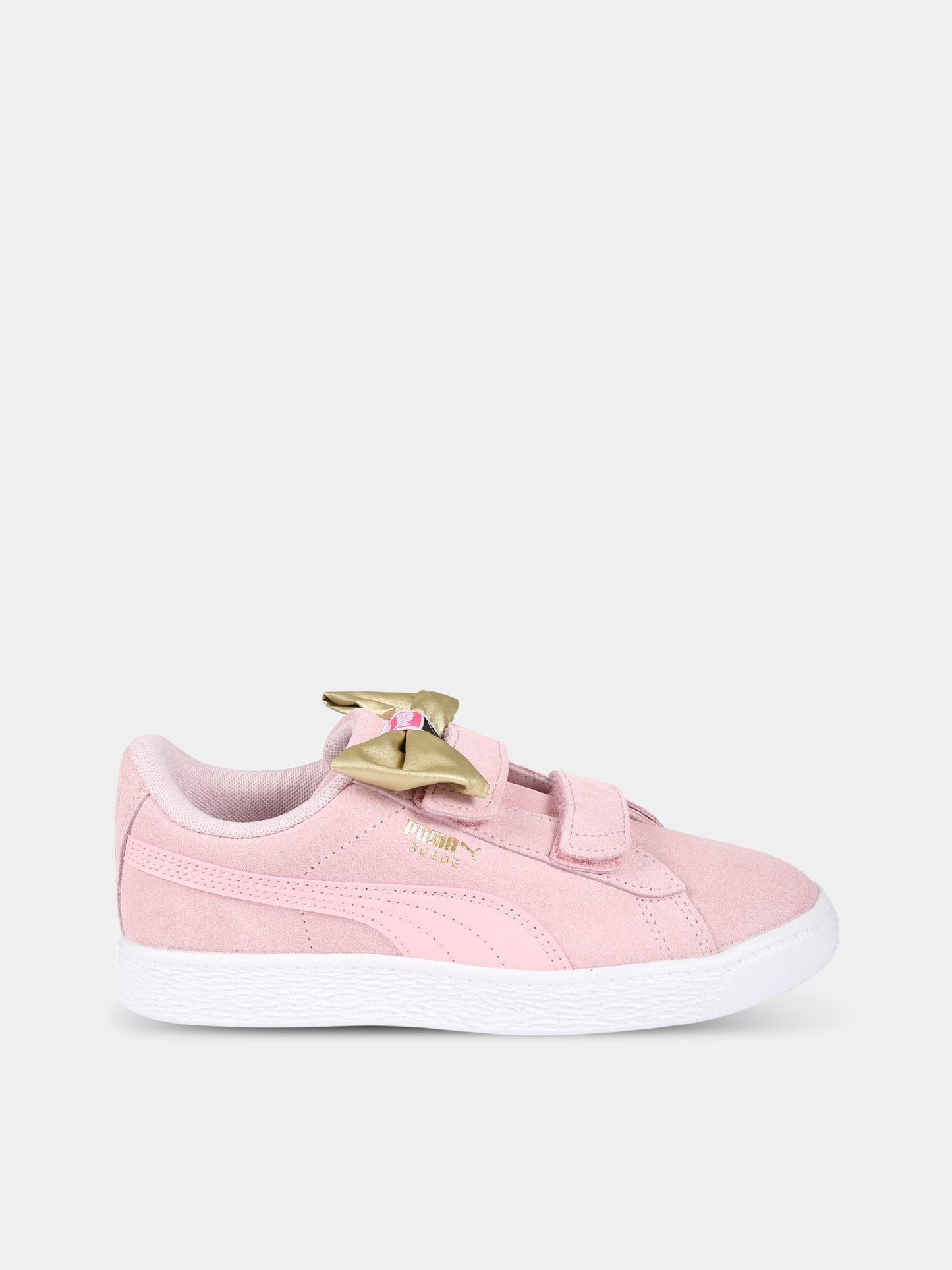 Sneakers rosa per bambina con fiocco e logo,Puma,387807 01