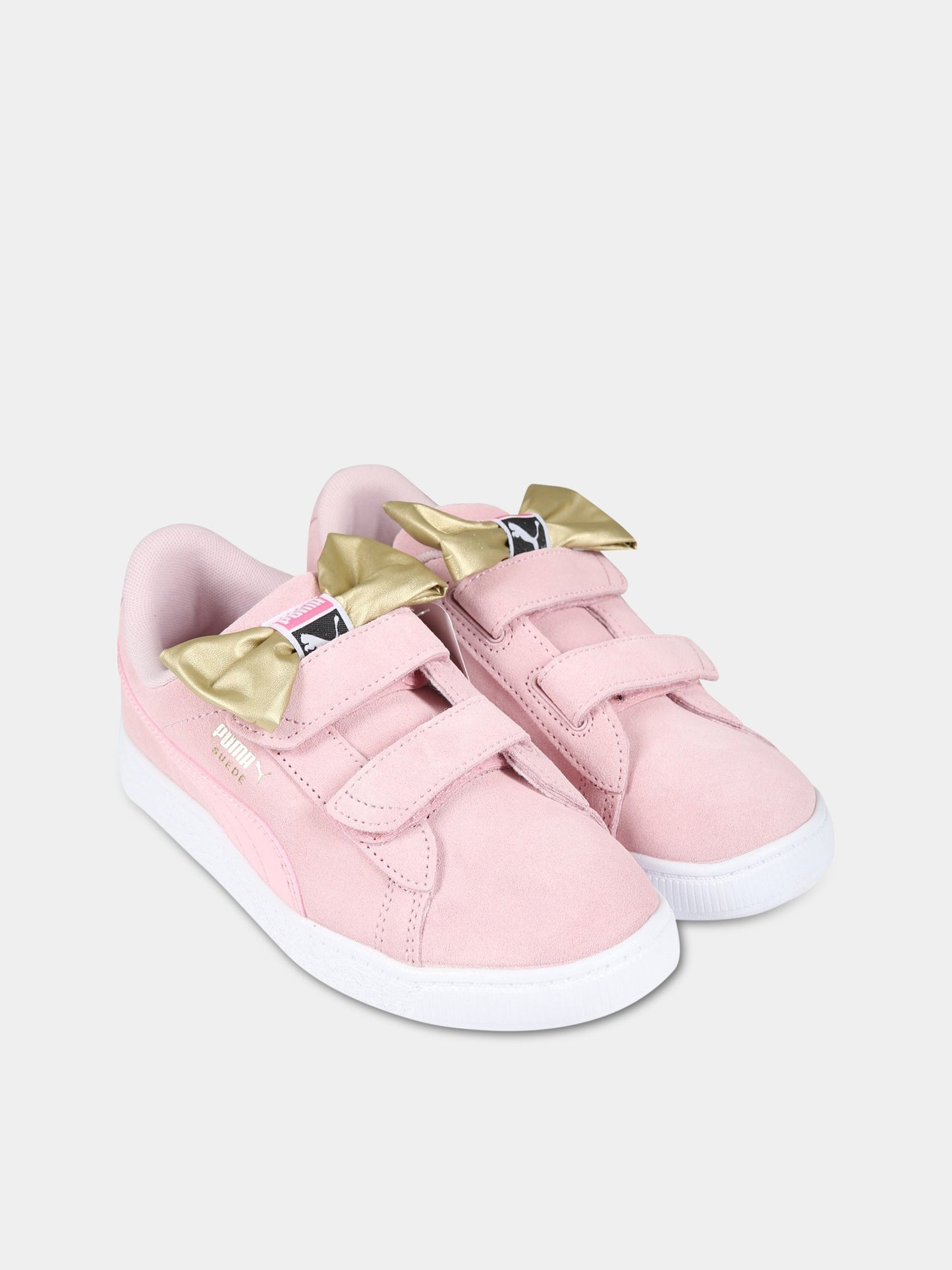 Sneakers rosa per bambina con fiocco e logo,Puma,387807 01