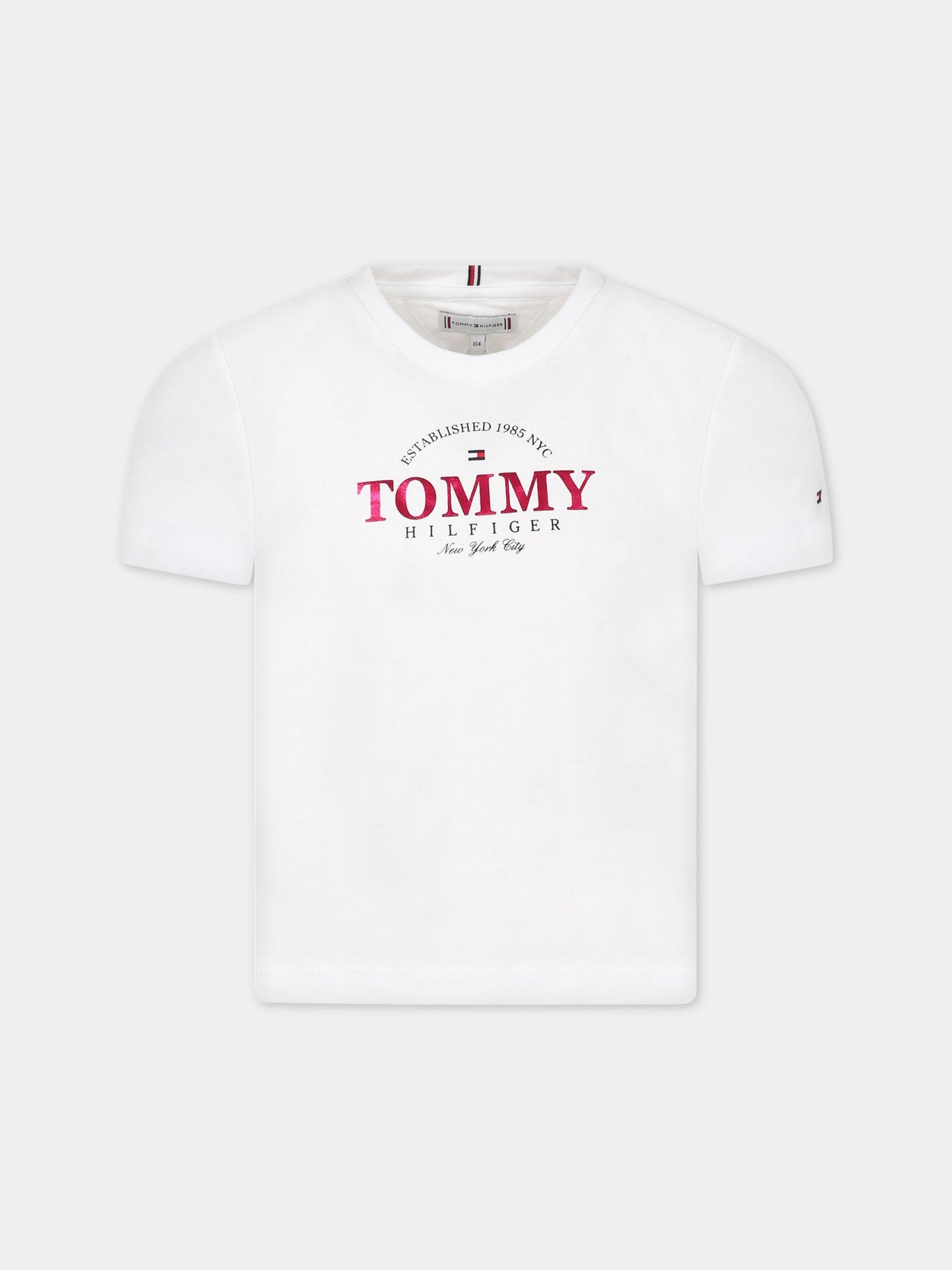 T-shirt bianca per bambina con logo,Tommy  Hilfiger Junior,KG0KG06939T YBR