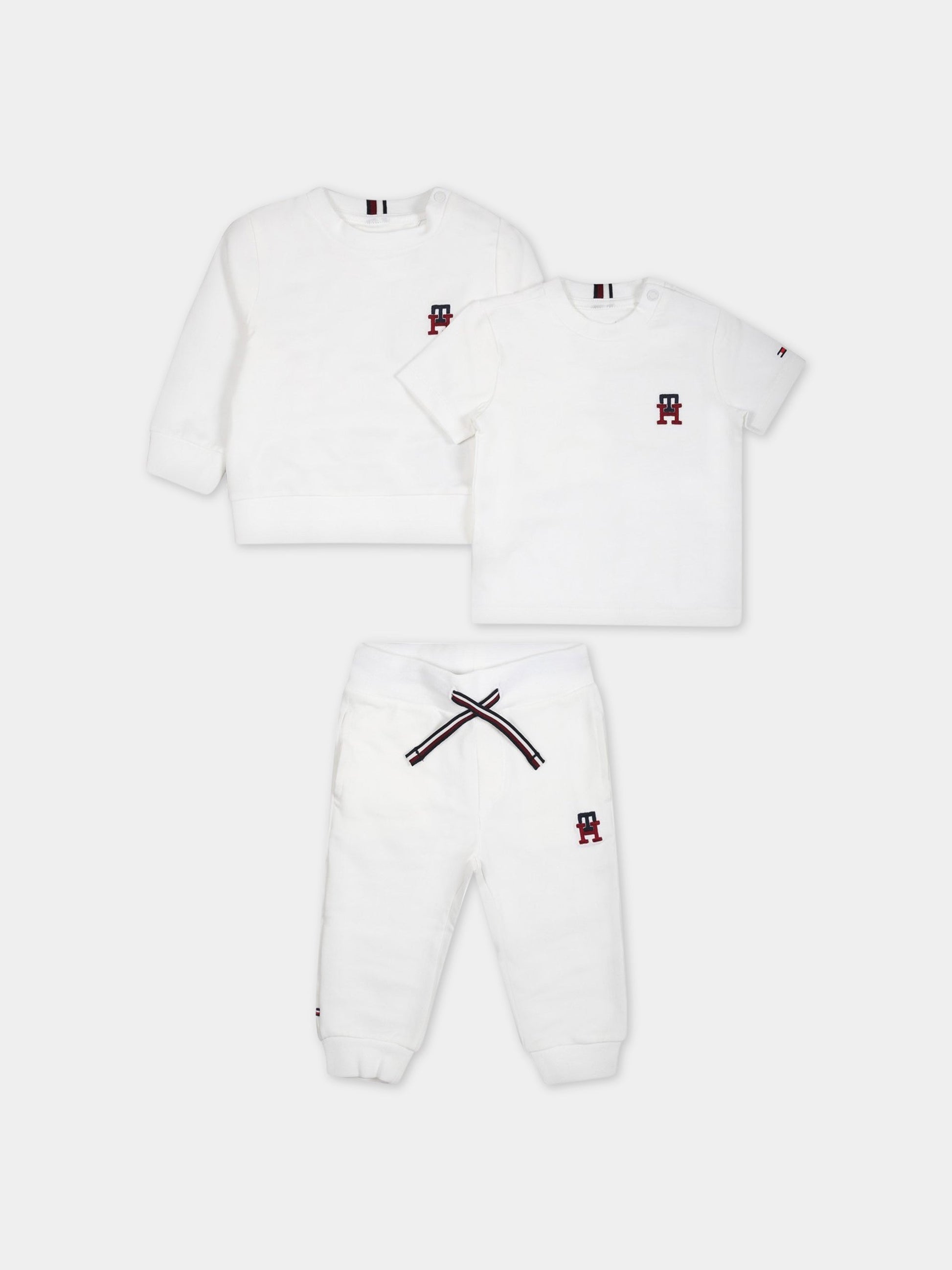 Completo bianco per neonato con logo,Tommy  Hilfiger Junior,KN0KN01549J YBR