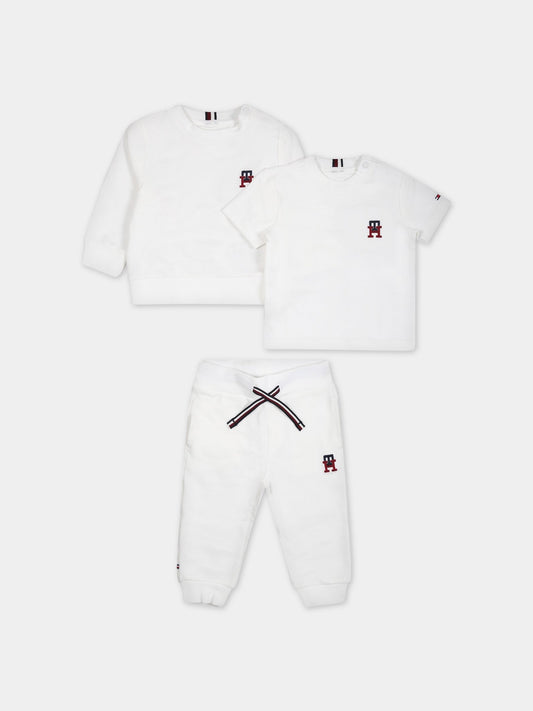 Completo bianco per neonato con logo,Tommy  Hilfiger Junior,KN0KN01549J YBR