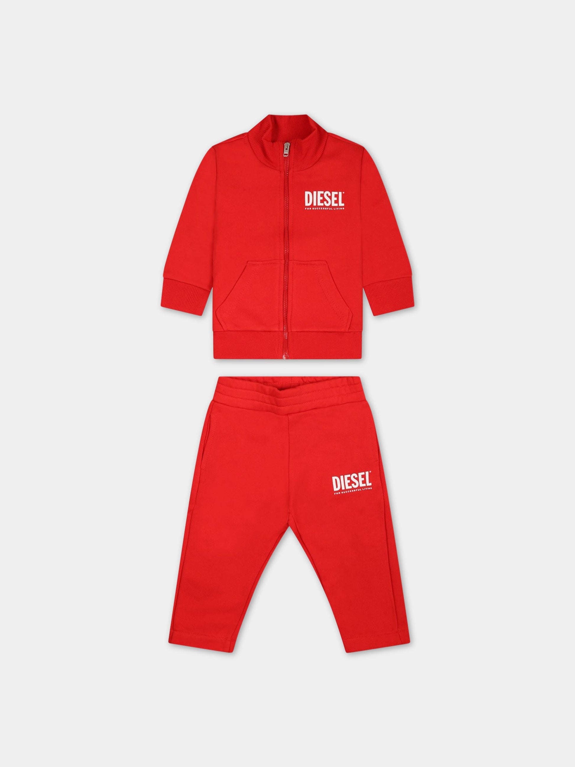 Completo rosso per neonato con logo,Diesel,K00193 0IAJH K405