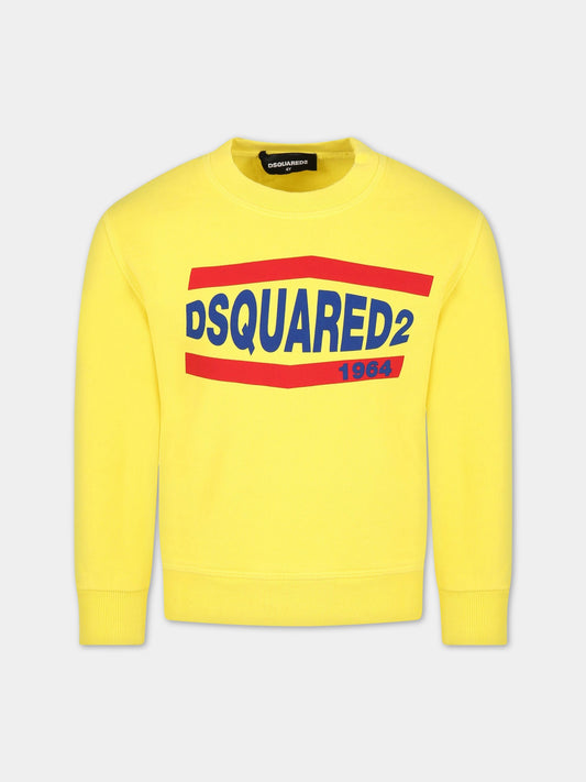 Felpa gialla per bambino con logo,Dsquared2,DQ0208 D002Y DQ205