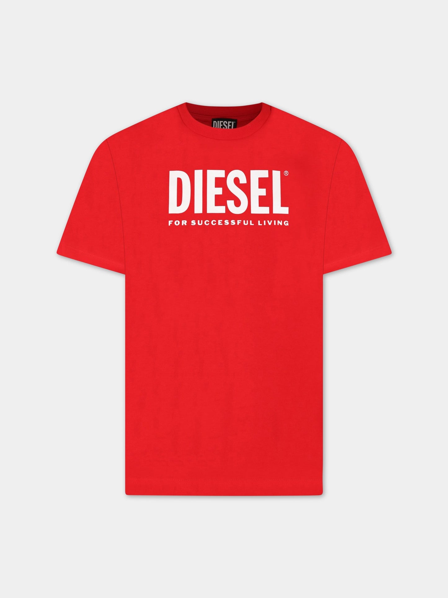 T-shirt rossa per bambino con logo,Diesel,00J4P6 00YI9 K405