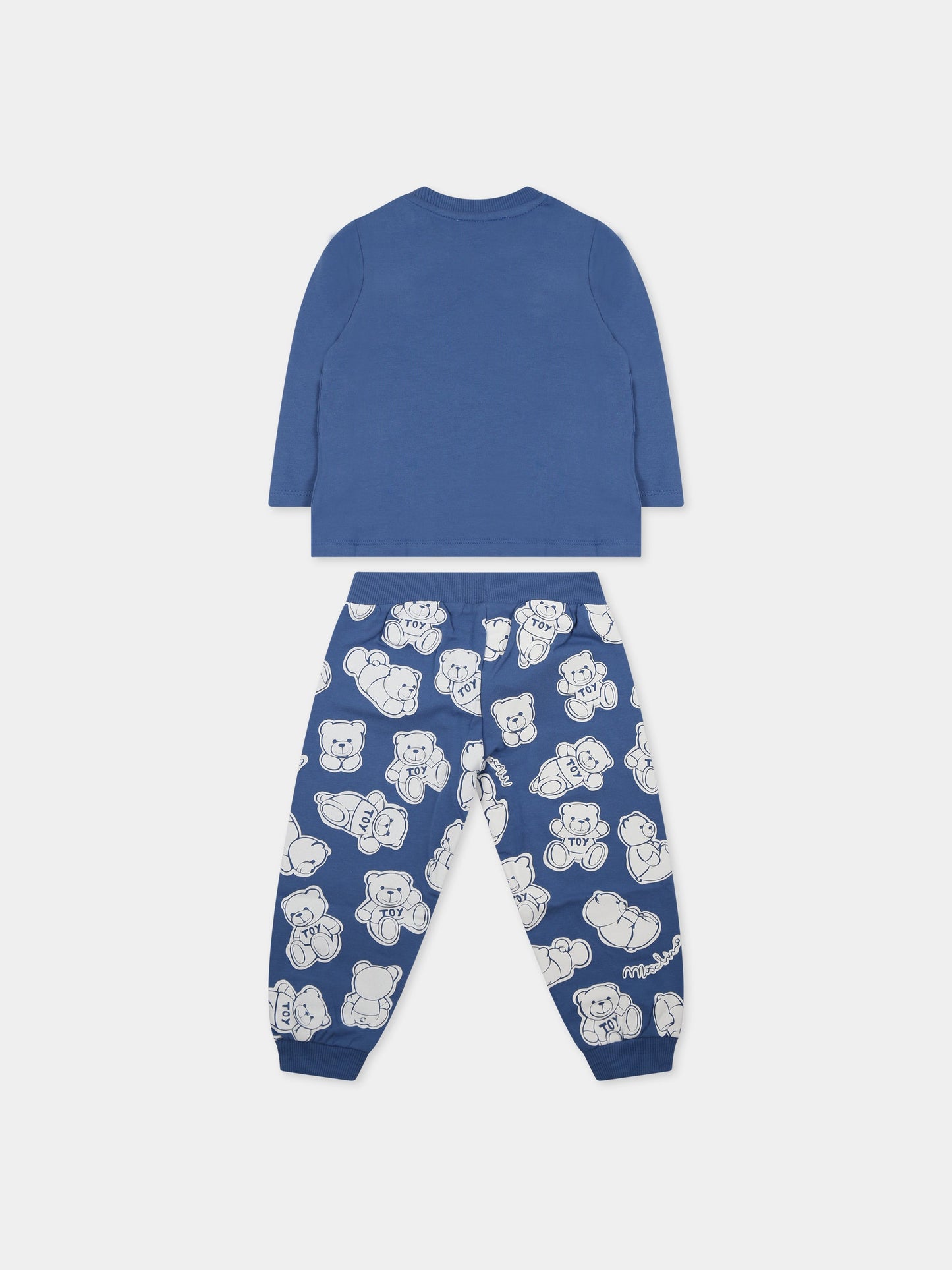 Completo blu per neonato con Teddy Bear e logo,Moschino Kids,MNK02S LBB0B 82573