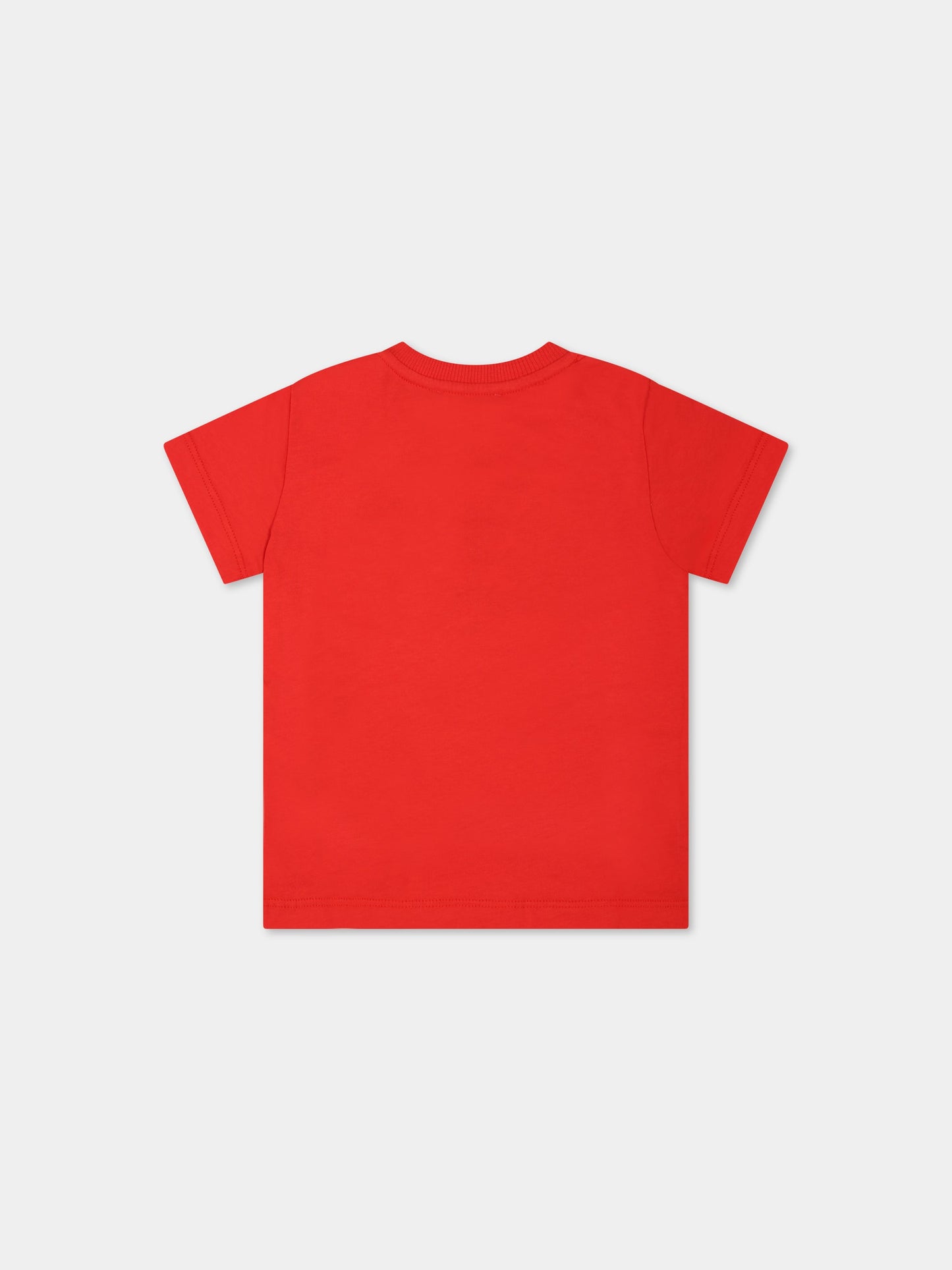 T-shirt rossa per neonati con Teddy Bear e logo,Moschino Kids,MUM035 LAA10 50109