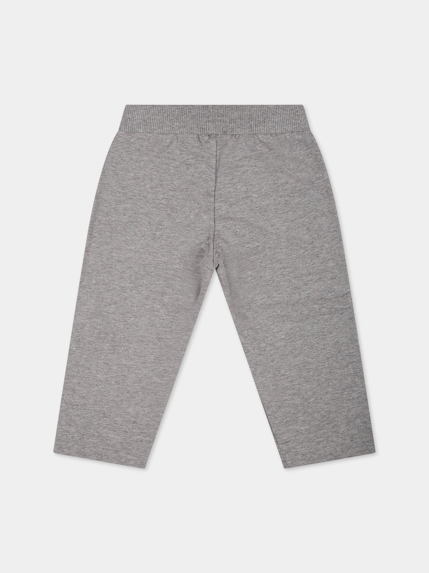 Leggings grigi per neonati con Teddy Bear e logo,Moschino Kids,MQP02R LDA17 60901