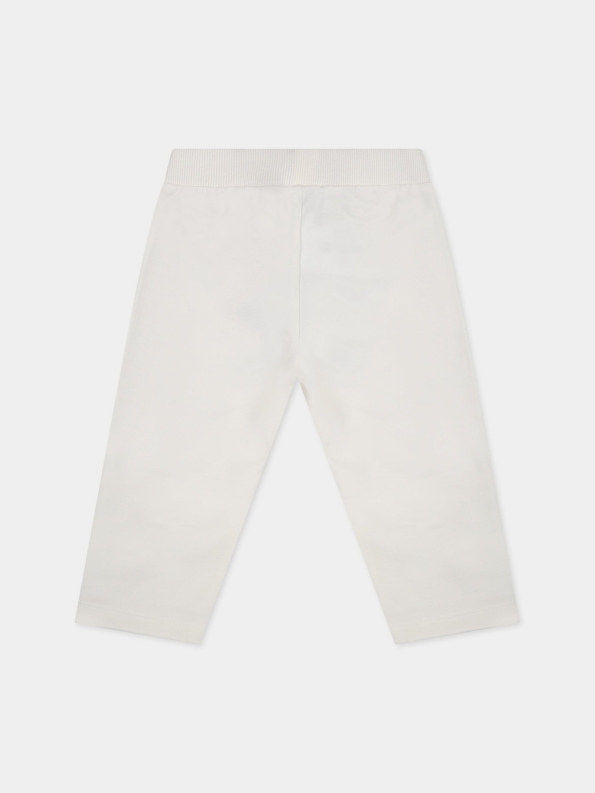 Leggings bianchi per neonati con Teddy Bear e logo,Moschino Kids,MQP02R LDA17 10063