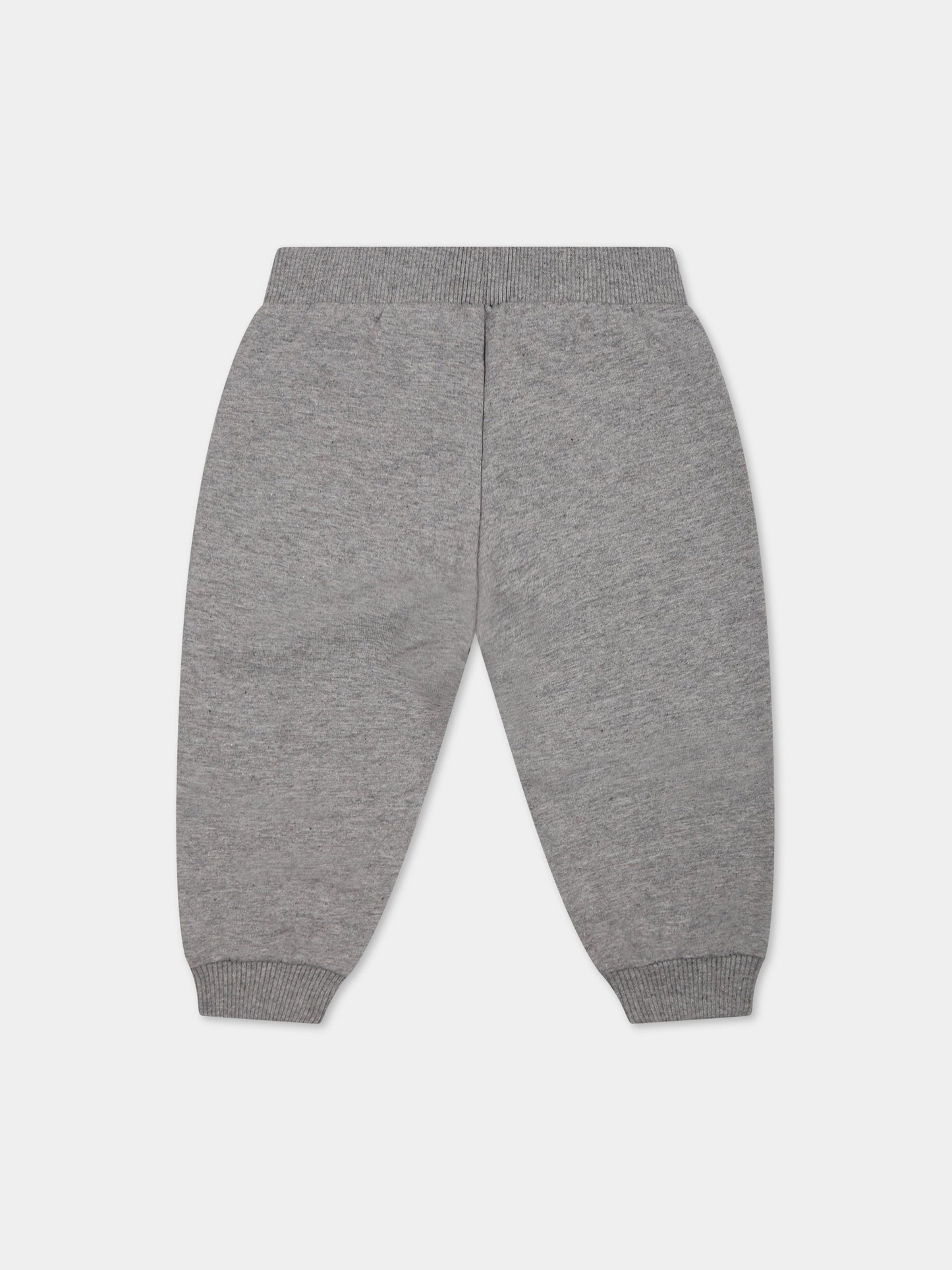 Pantaloni grigi per neonati con logo nero,Moschino Kids,MUP04O LDA26 60901