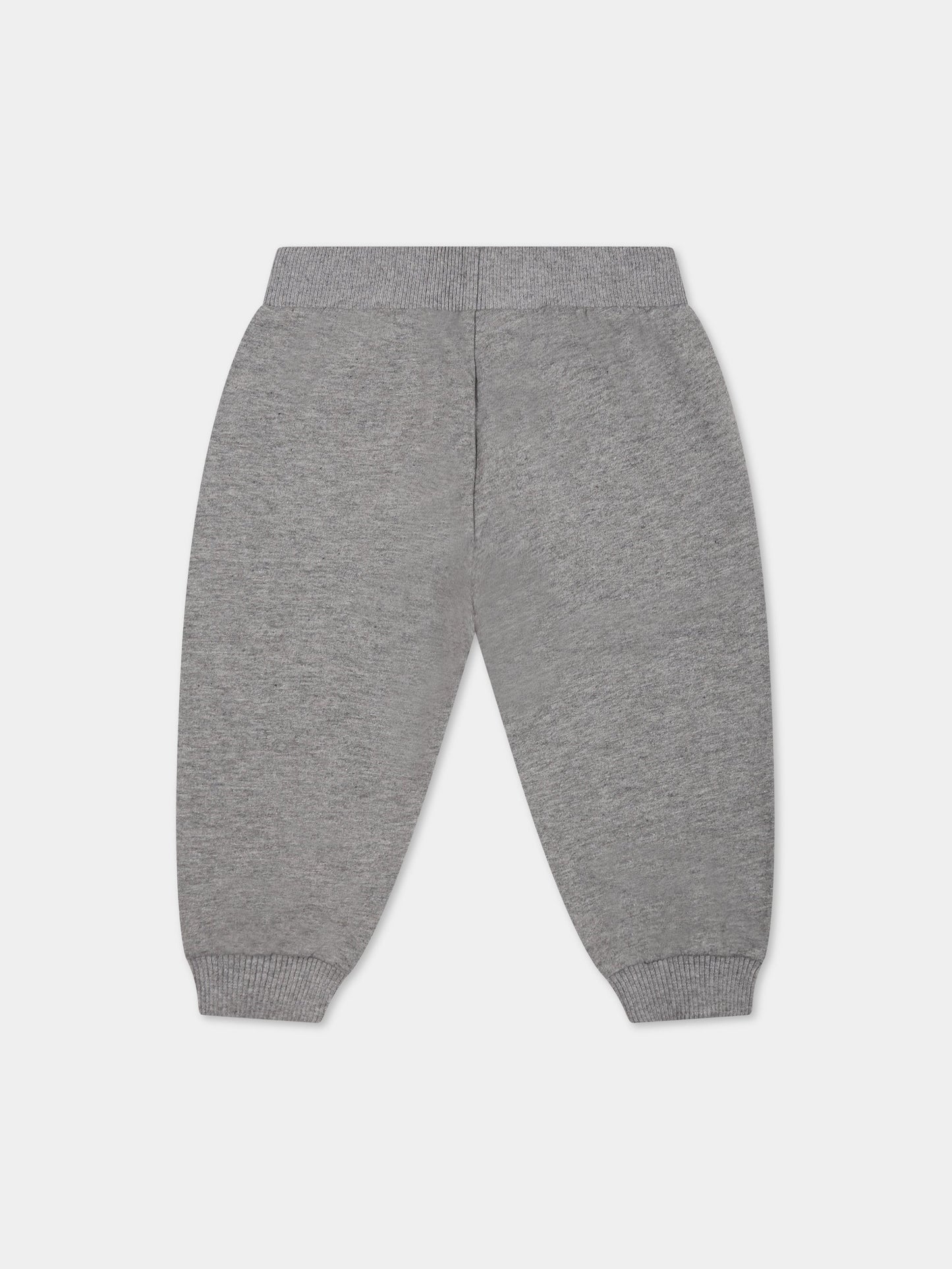 Pantaloni grigi per neonati con Teddy Bear e logo,Moschino Kids,MUP049 LCA40 60901