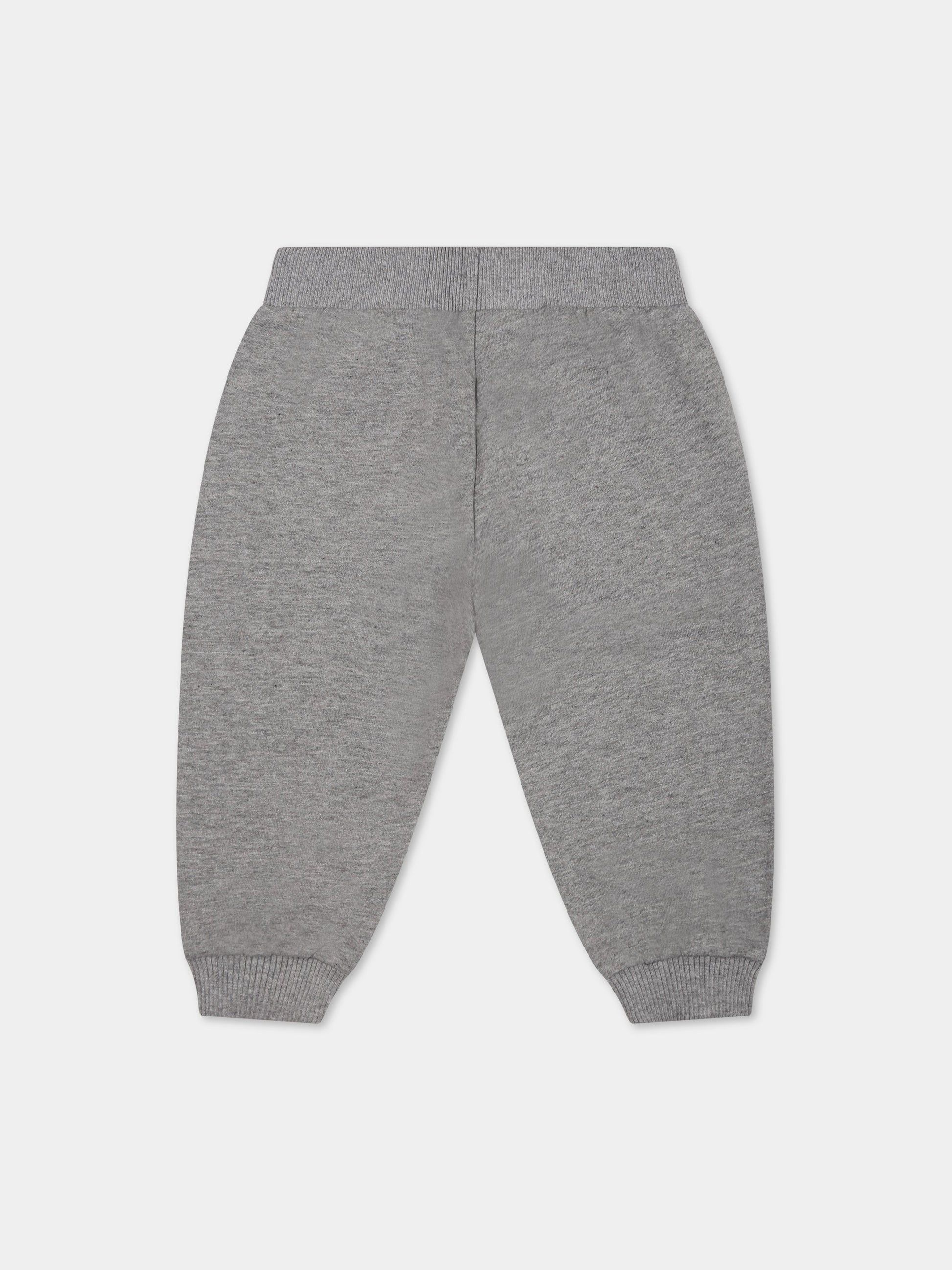 Pantaloni grigi per neonati con Teddy Bear e logo,Moschino Kids,MUP049 LCA40 60901