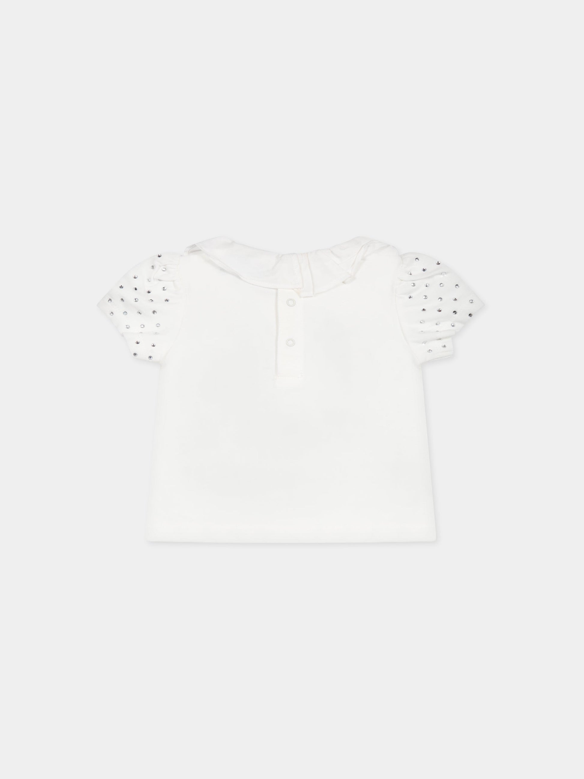 T-shirt bianca per neonata con Teddy Bear e logo,Moschino Kids,MDM033 LBA10 10063