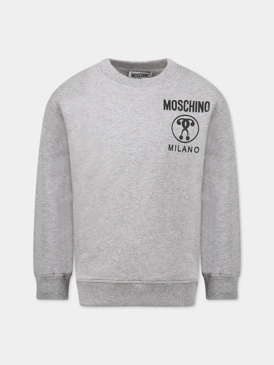 Felpa grigia per bambini con stampa e logo,Moschino Kids,HUF06S LDA17 60901