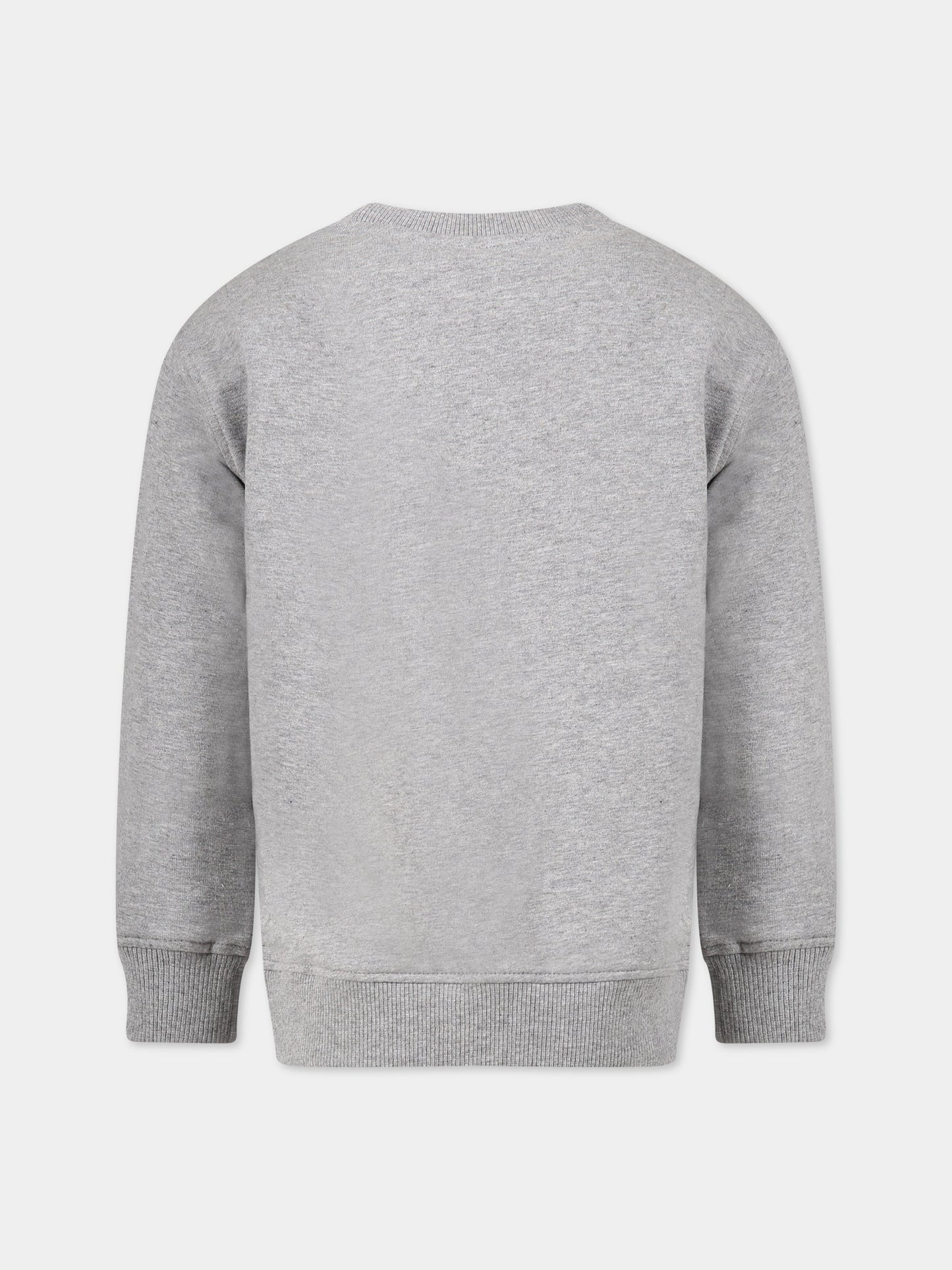 Felpa grigia per bambini con stampa e logo,Moschino Kids,HUF06S LDA17 60901