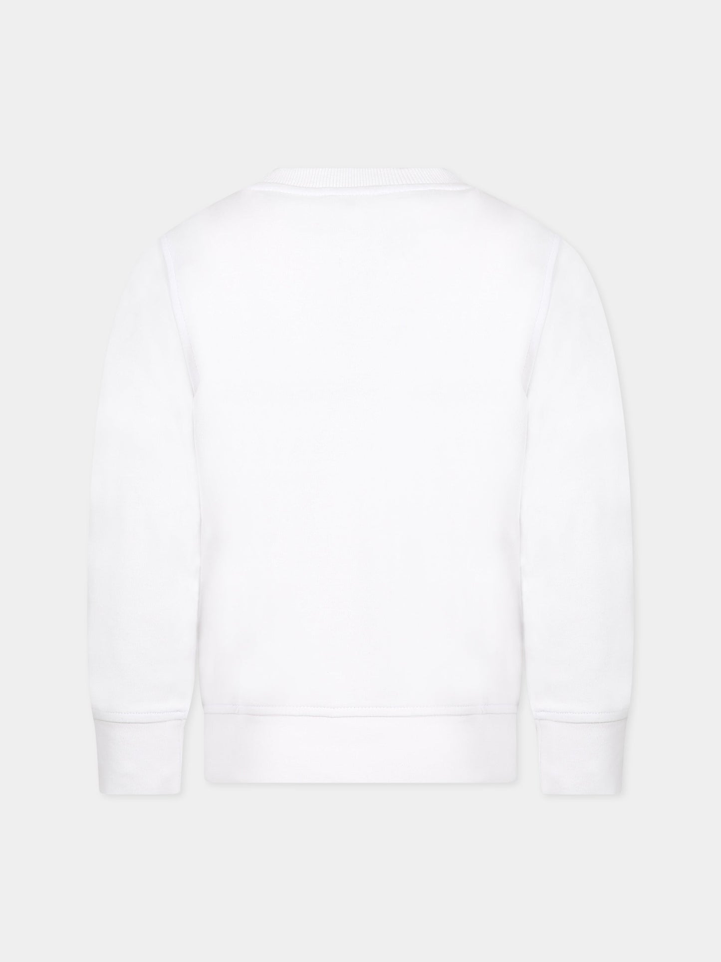 Felpa bianca per bambini con Teddy bear multicolor e logo,Moschino Kids,HUF066 LDA38 10101