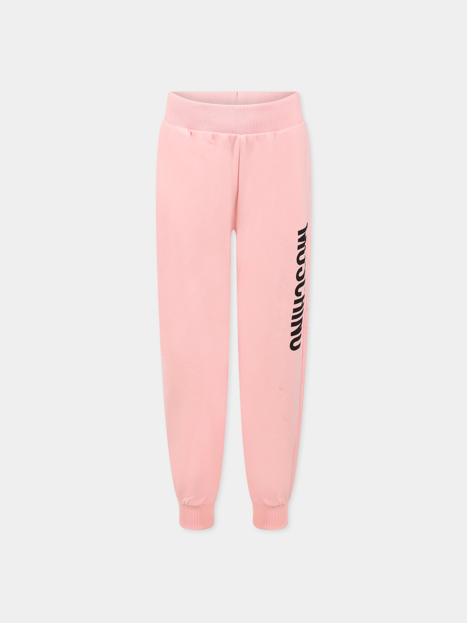 Pantaloni rosa per bambina con logo,Moschino Kids,HMP057 LDA26 50209